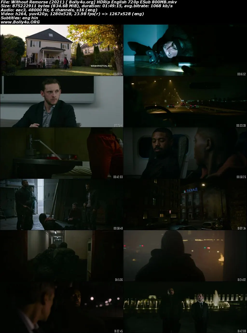 Without Remorse 2021 HDRip 800Mb English 720p ESub Download