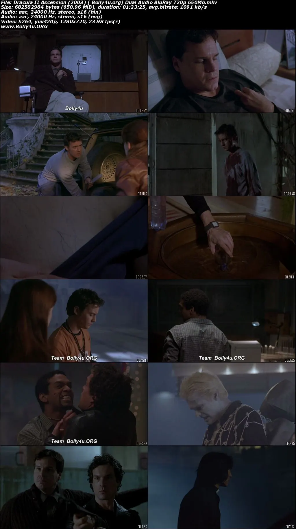 Dracula 2 Ascension 2003 BRRip 650Mb Hindi Dual Audio 720p Download