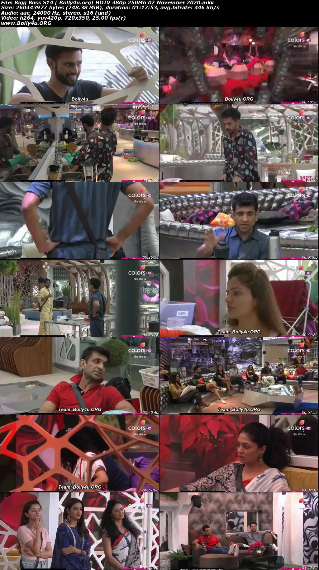 Bigg Boss S14 HDTV 480p 250Mb 02 November 2020 Download