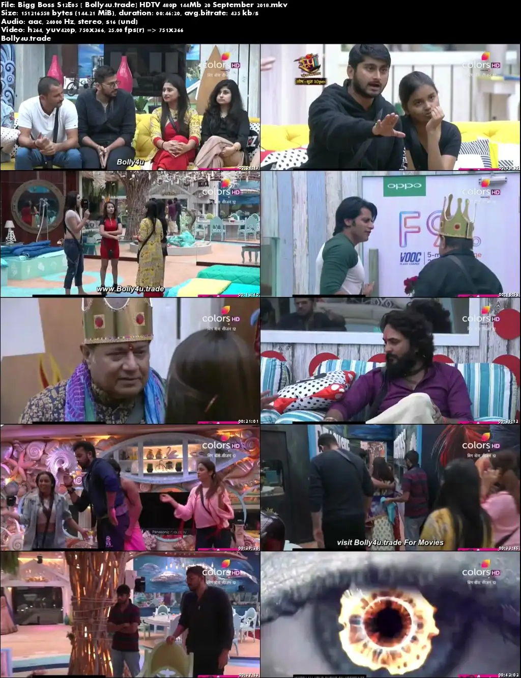 Bigg Boss S12E05 HDTV 480p 150Mb 20 September 2018 Download