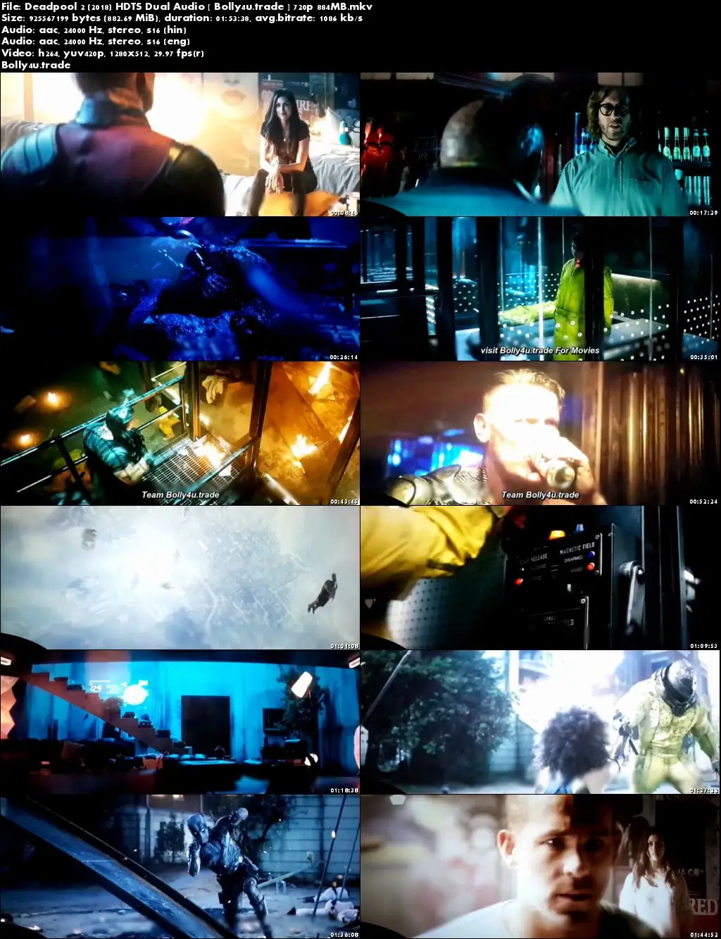 Deadpool 2 2018 HDTS 850Mb Hindi Dual Audio 720p Download