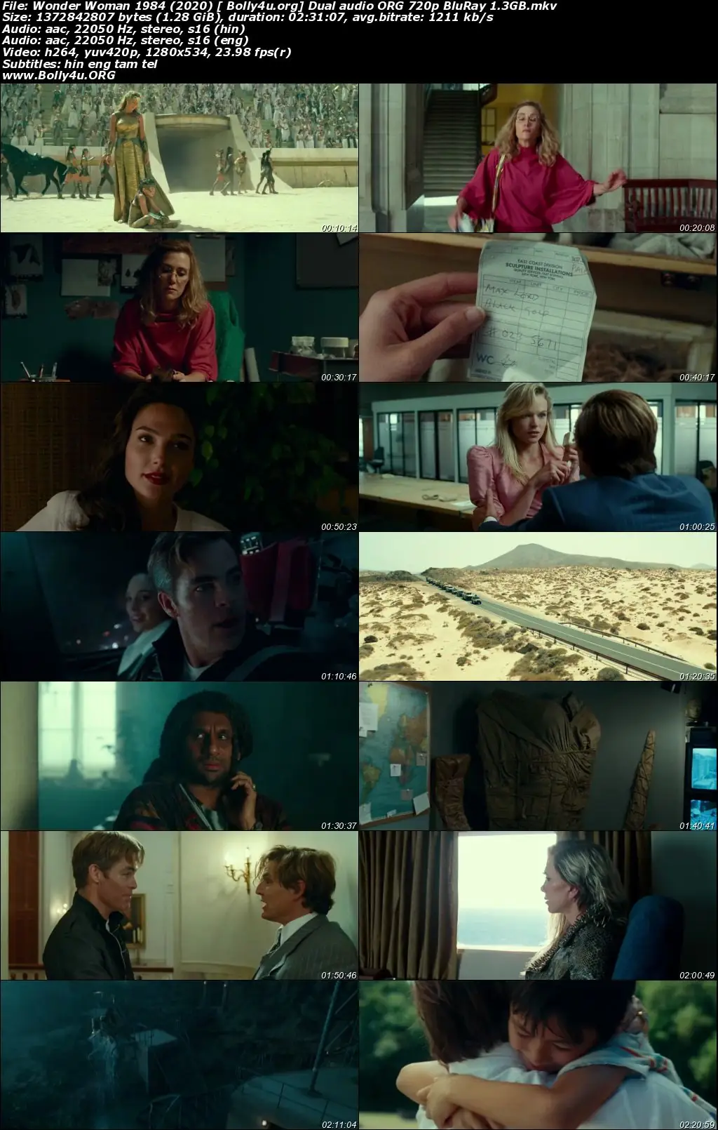 Wonder Woman 1984 2020 BluRay 1.3Gb Hindi Dual Audio ORG 720p Download
