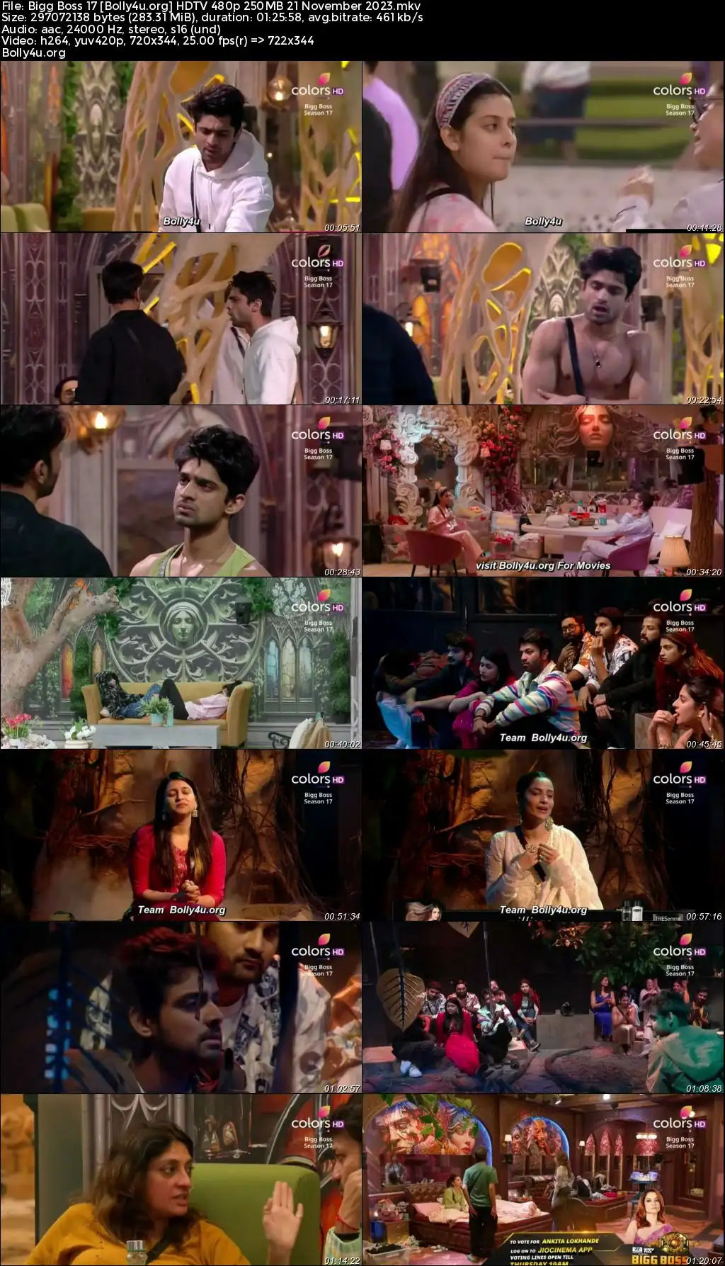 Bigg Boss 17 HDTV 480p 250MB 21 November 2023 Download