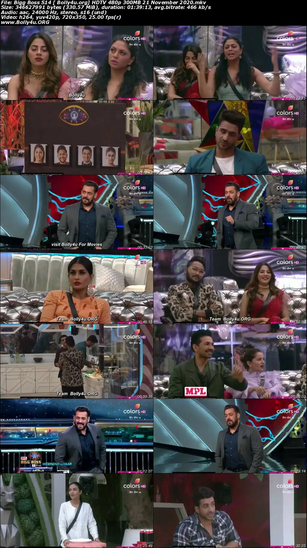 Bigg Boss S14 HDTV 480p 300MB 21 November 2020 Download