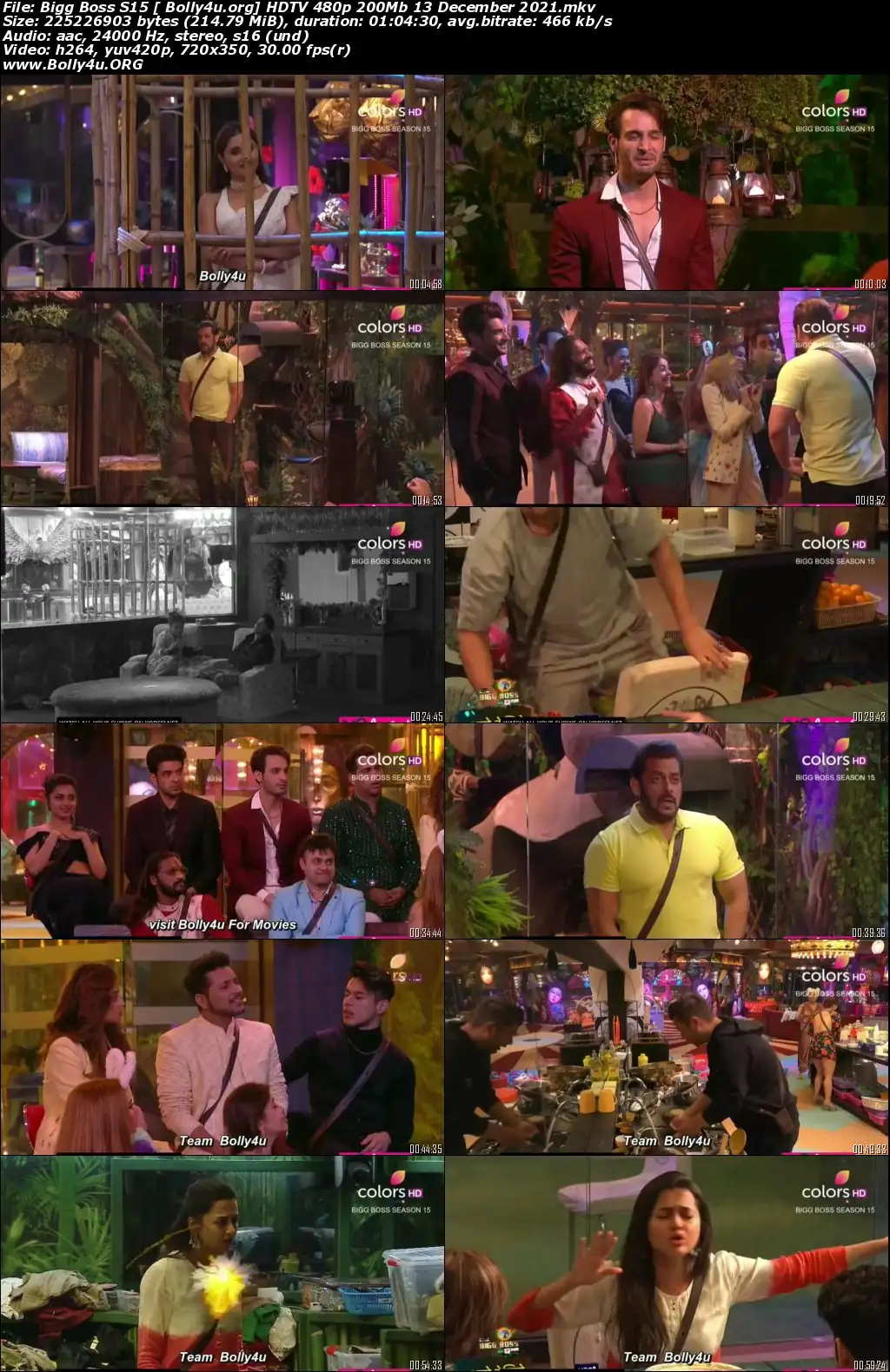 Bigg Boss S15 HDTV 480p 200Mb 13 December 2021 Download