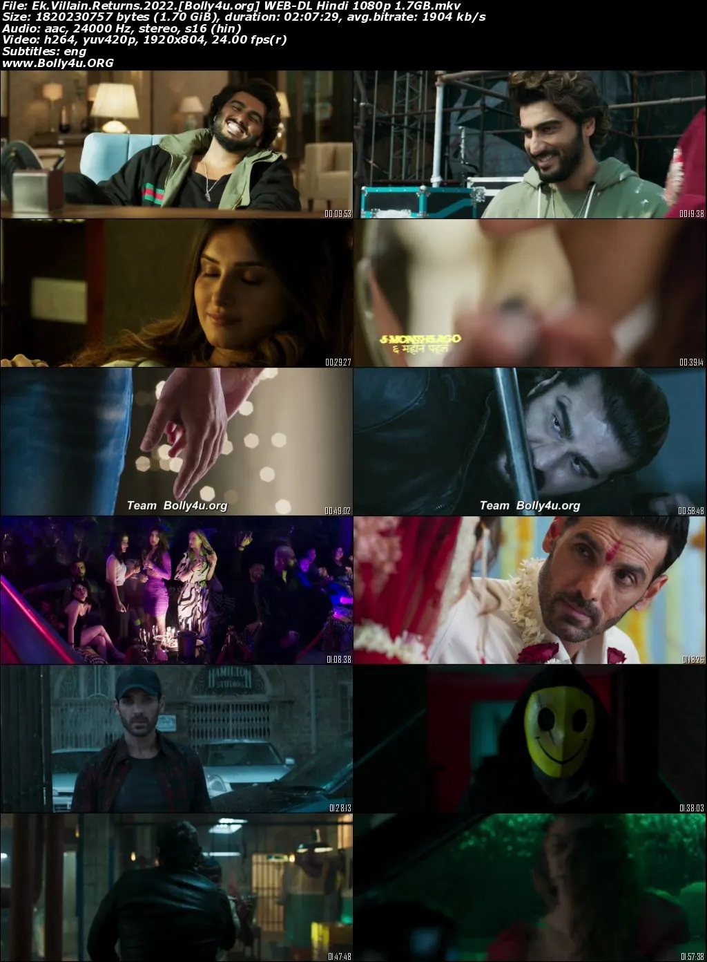 Ek Villain Returns 2022 WEB-DL Hindi Full Movie Download 1080p  720p  480p