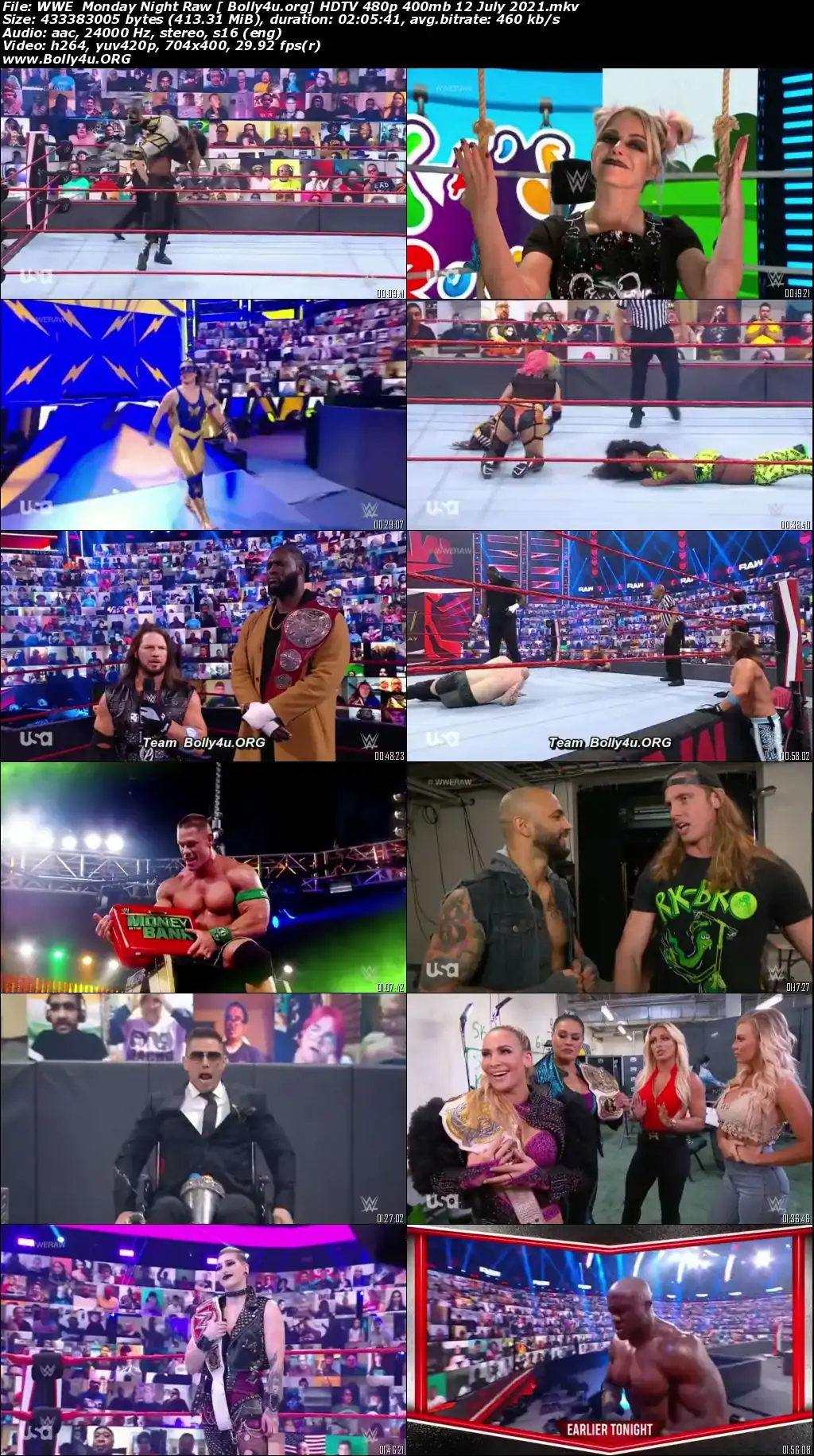 WWE  Monday Night Raw HDTV 480p 400mb 12 July 2021 Download