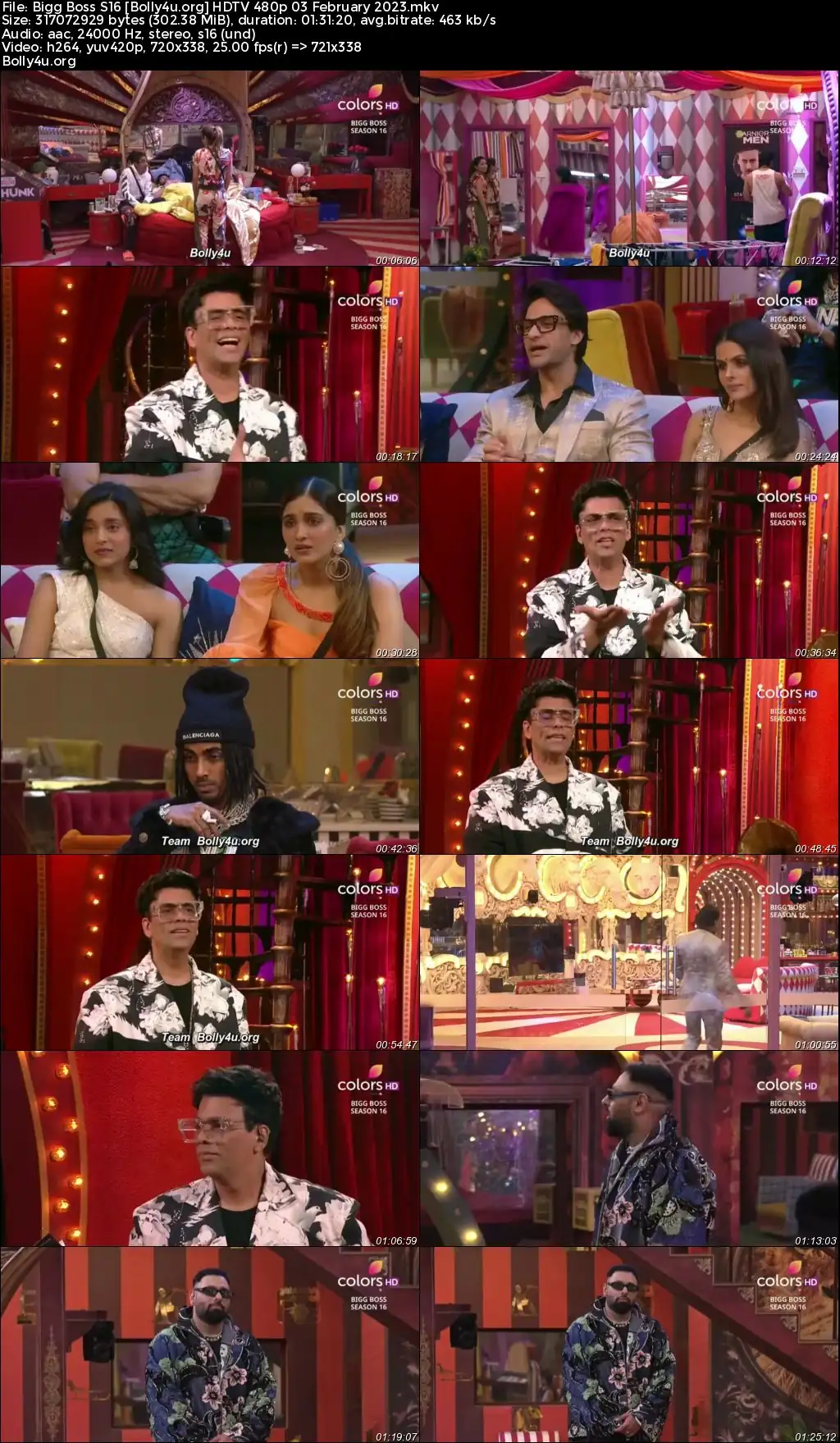 Bigg Boss S16 HDTV 480p 250MB 03 February 2023 Download