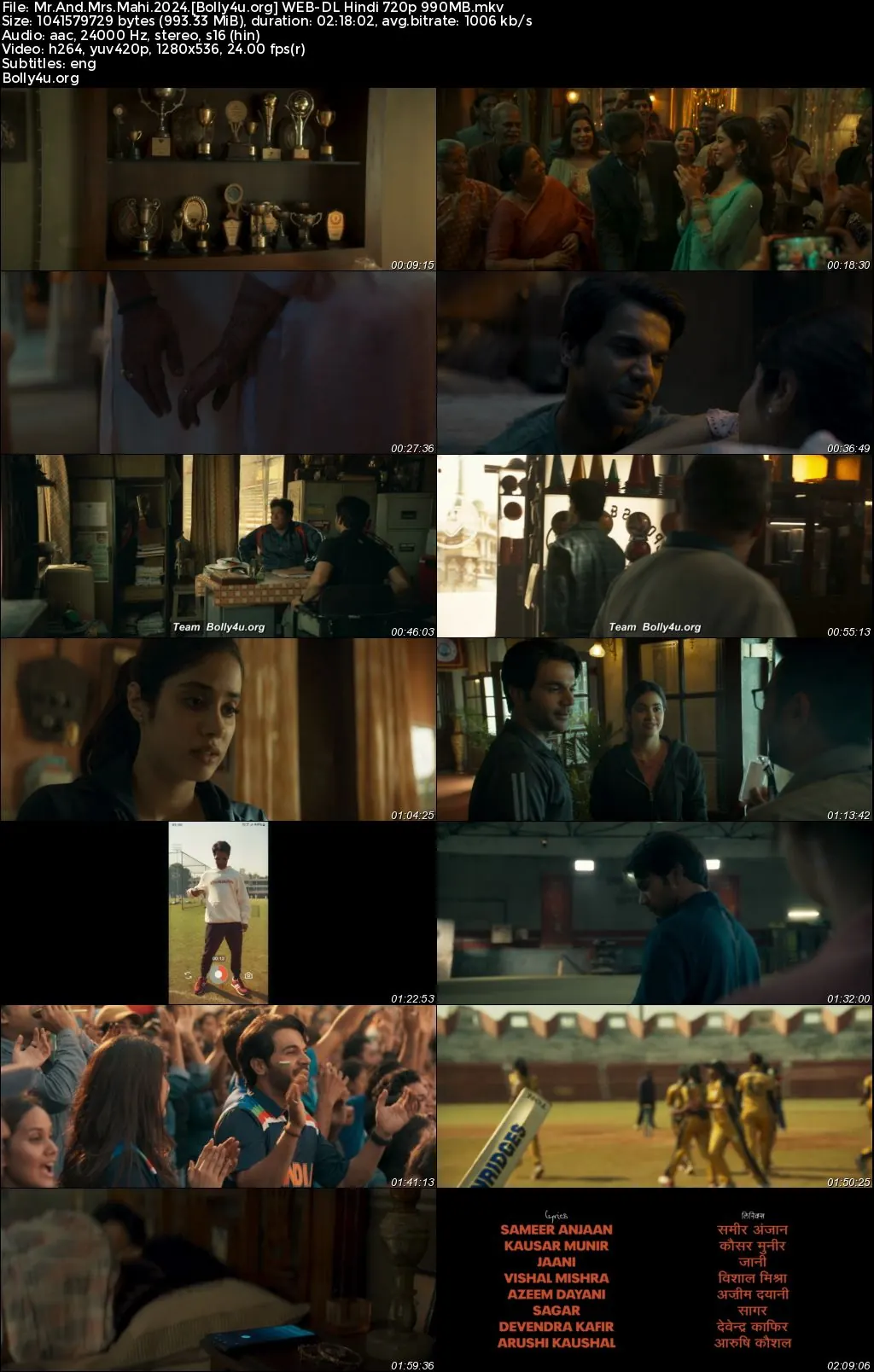Mr & Mrs Mahi 2024 WEB-DL Hindi Full Movie Download 1080p  720p  480p