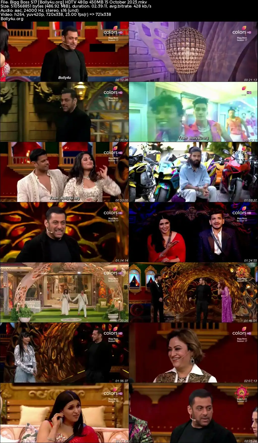 Bigg Boss S17 HDTV 480p 450MB 15 October 2023 Download