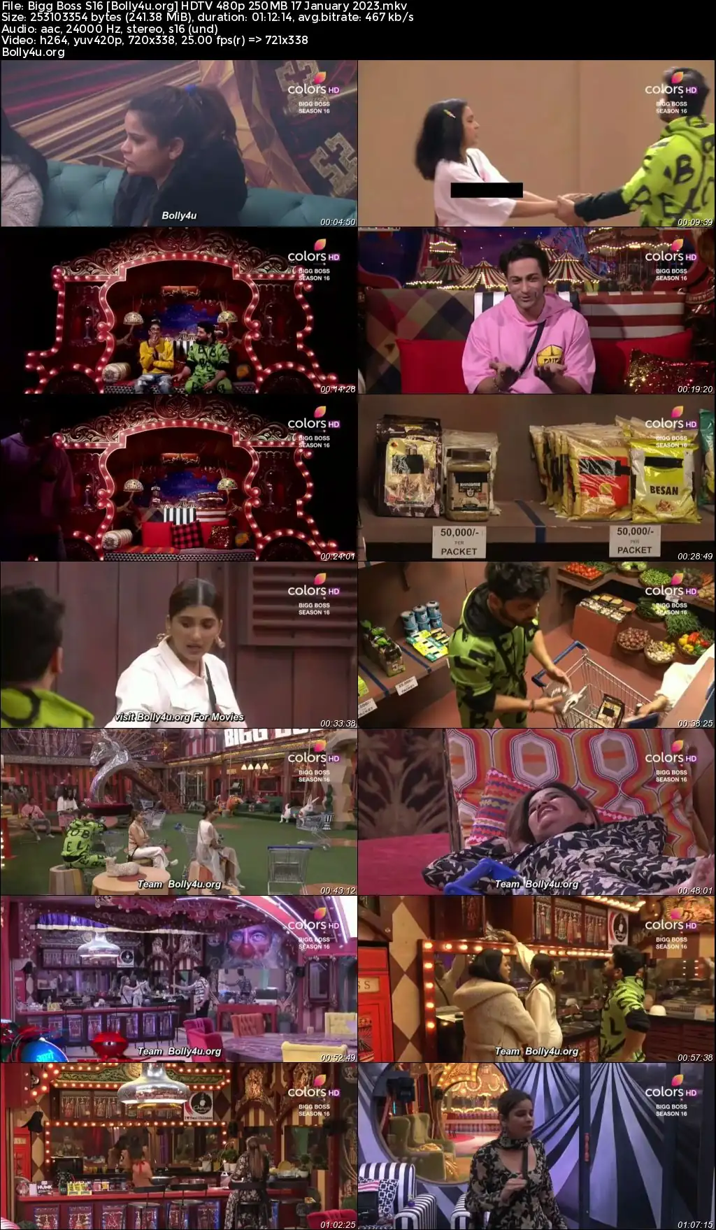 Bigg Boss S16 HDTV 480p 250Mb 17 January 2023 Download