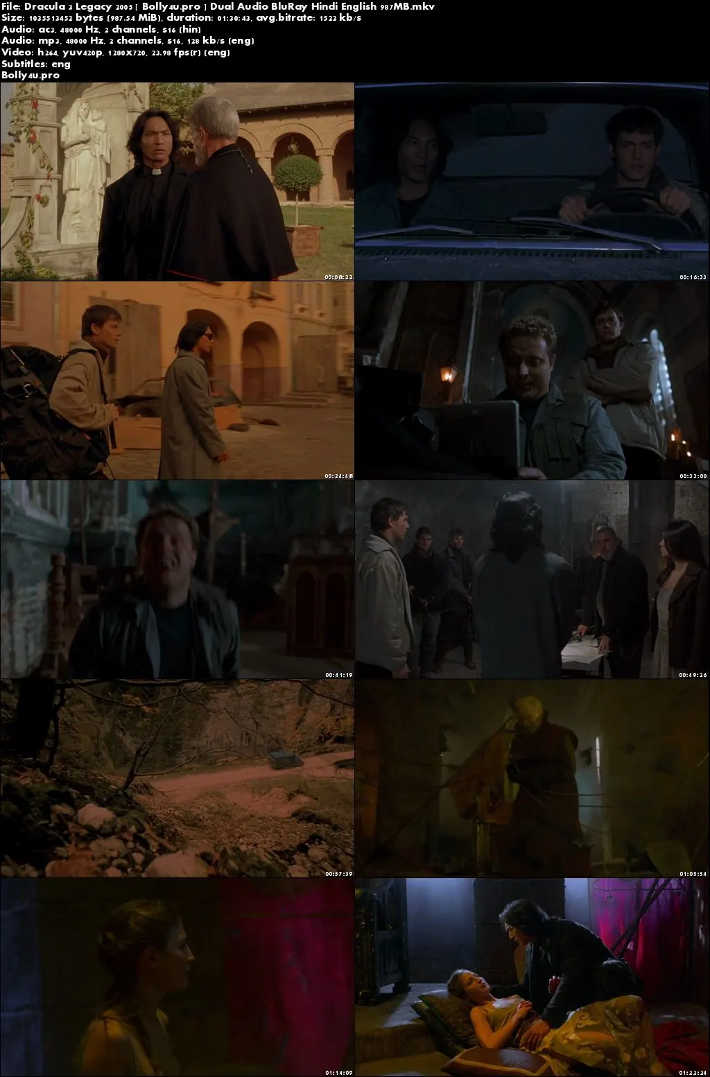 Dracula 3 Legacy 2005 BRRip 300Mb Hindi Dual Audio 480p Download