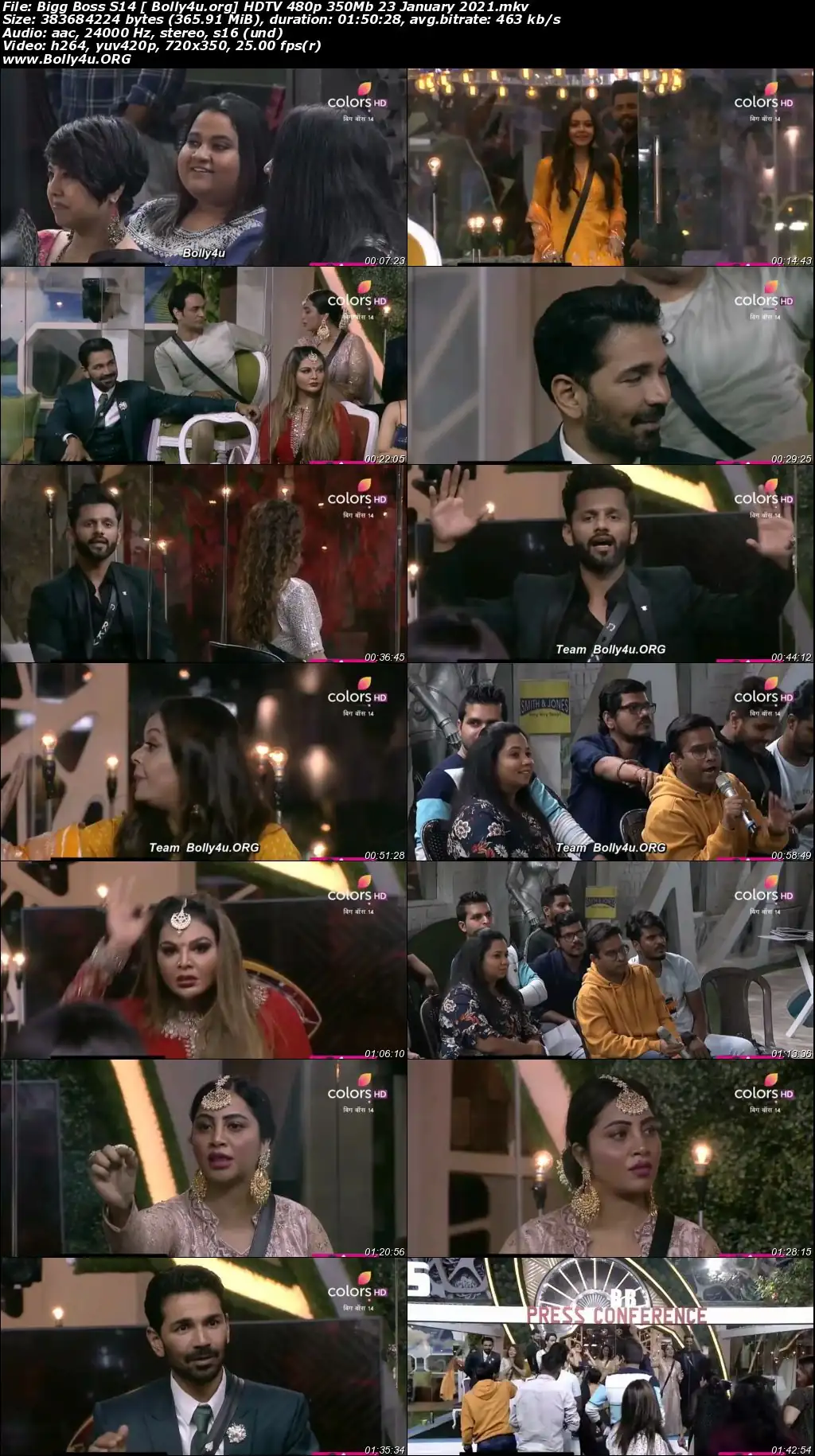 Bigg Boss S14 HDTV 480p 350Mb 23 January 2021 Download