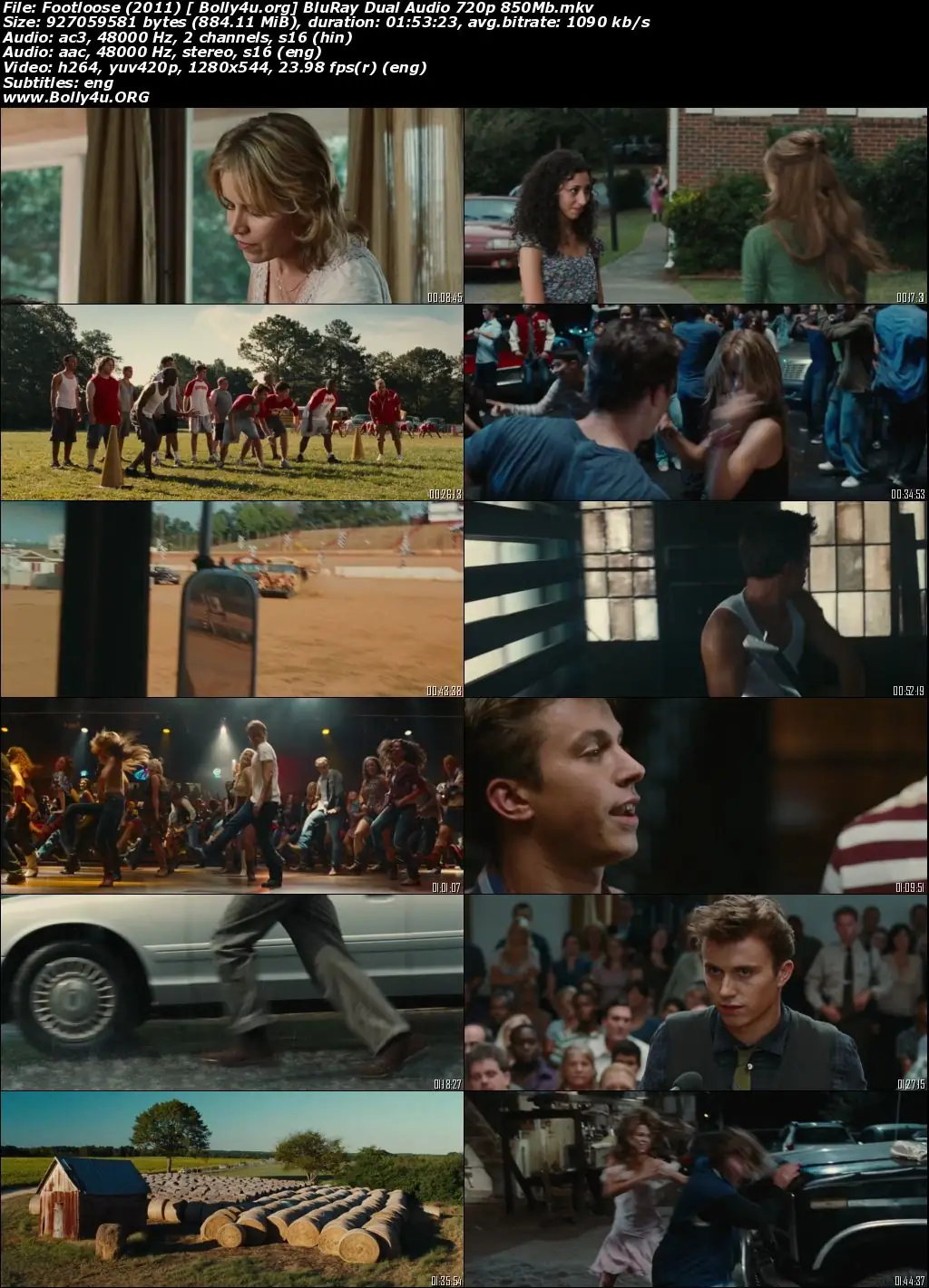 Footloose 2011 BluRay 850Mb Hindi Dual Audio 720p Download