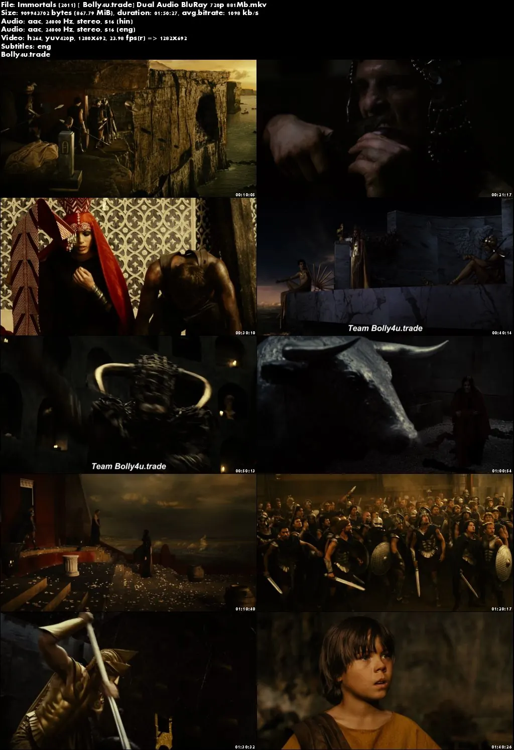 Immortals 2011 BluRay 850MB Hindi Dubbed Dual Audio ORG 720p Download
