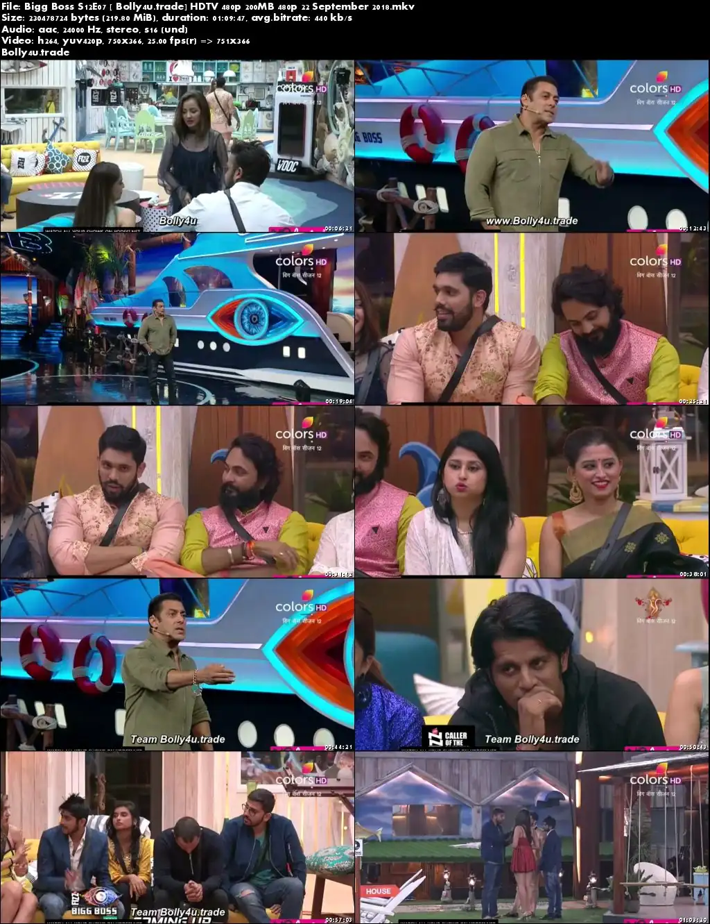 Bigg Boss S12E07 HDTV 480p 200MB 480p 22 September 2018 Download