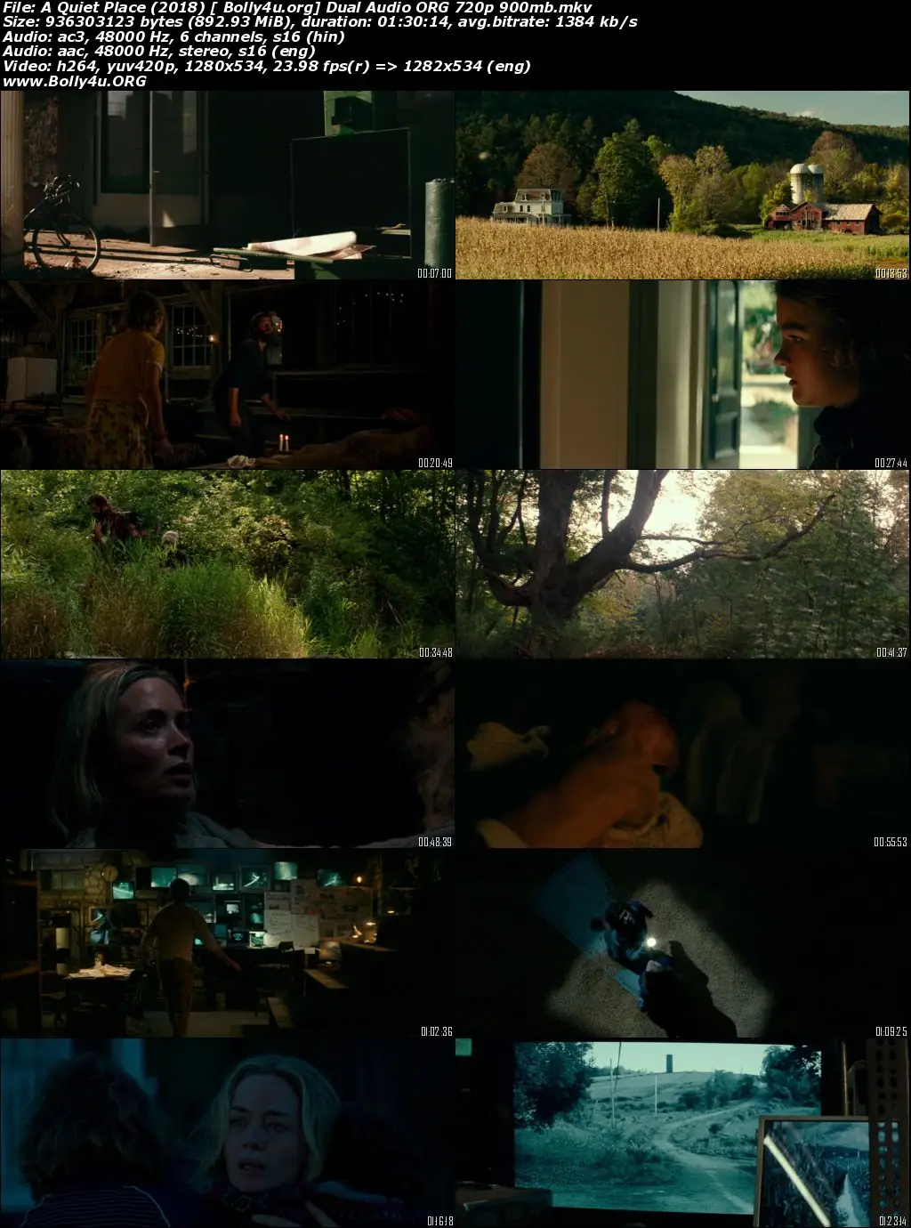 A Quiet Place 2018 BluRay 300MB Hindi Dubbed Dual Audio ORG 480p Download