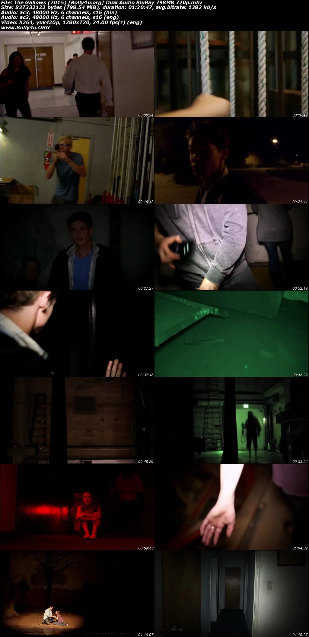 The Gallows 2015 BluRay Hindi 720p Dual Audio 800MB Download