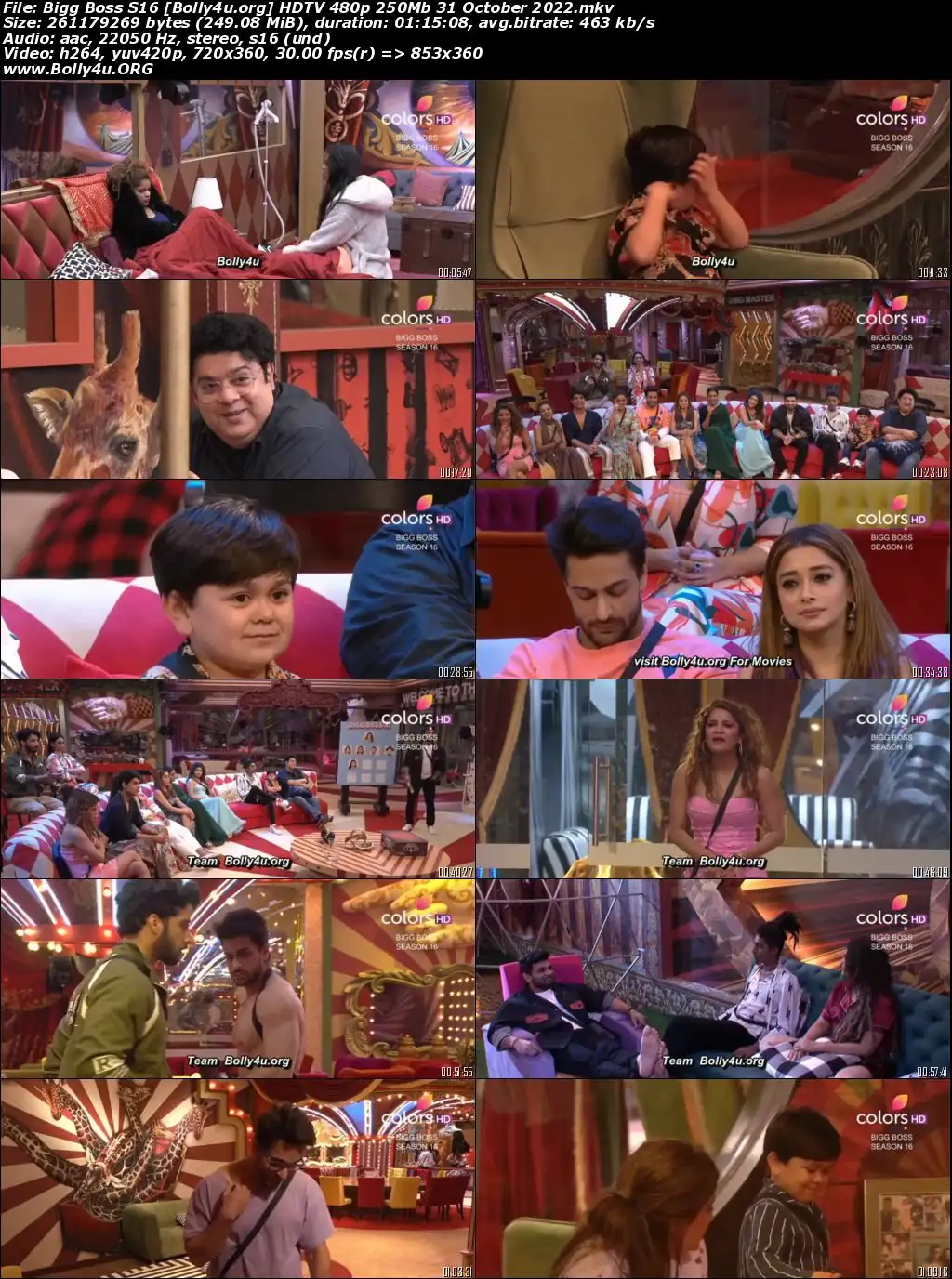 Bigg Boss S16 HDTV 480p 250Mb 31 October 2022 Download