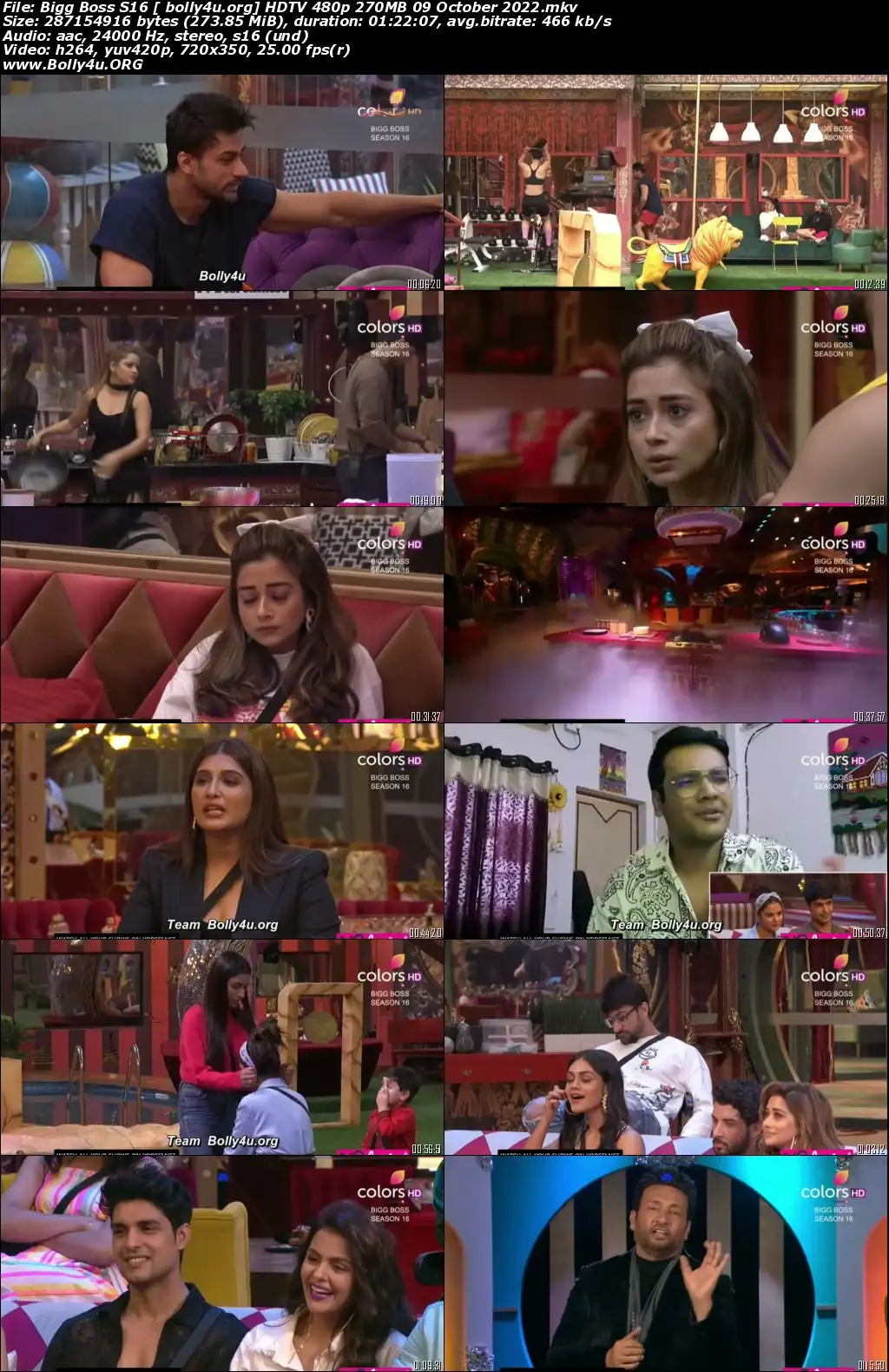 Bigg Boss S16 HDTV 480p 270MB 09 October 2022 Download