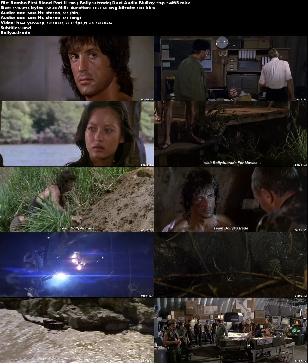 Rambo First Blood Part II 1985 BluRay 300MB Hindi Dual Audio 480p Download