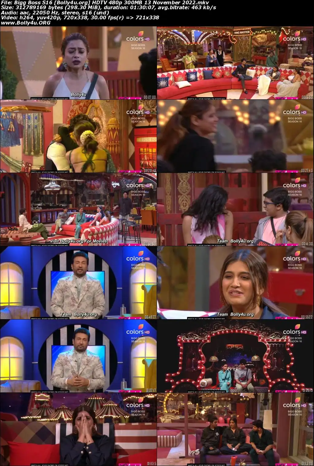 Bigg Boss S16 HDTV 480p 300MB 13 November 2022 Download