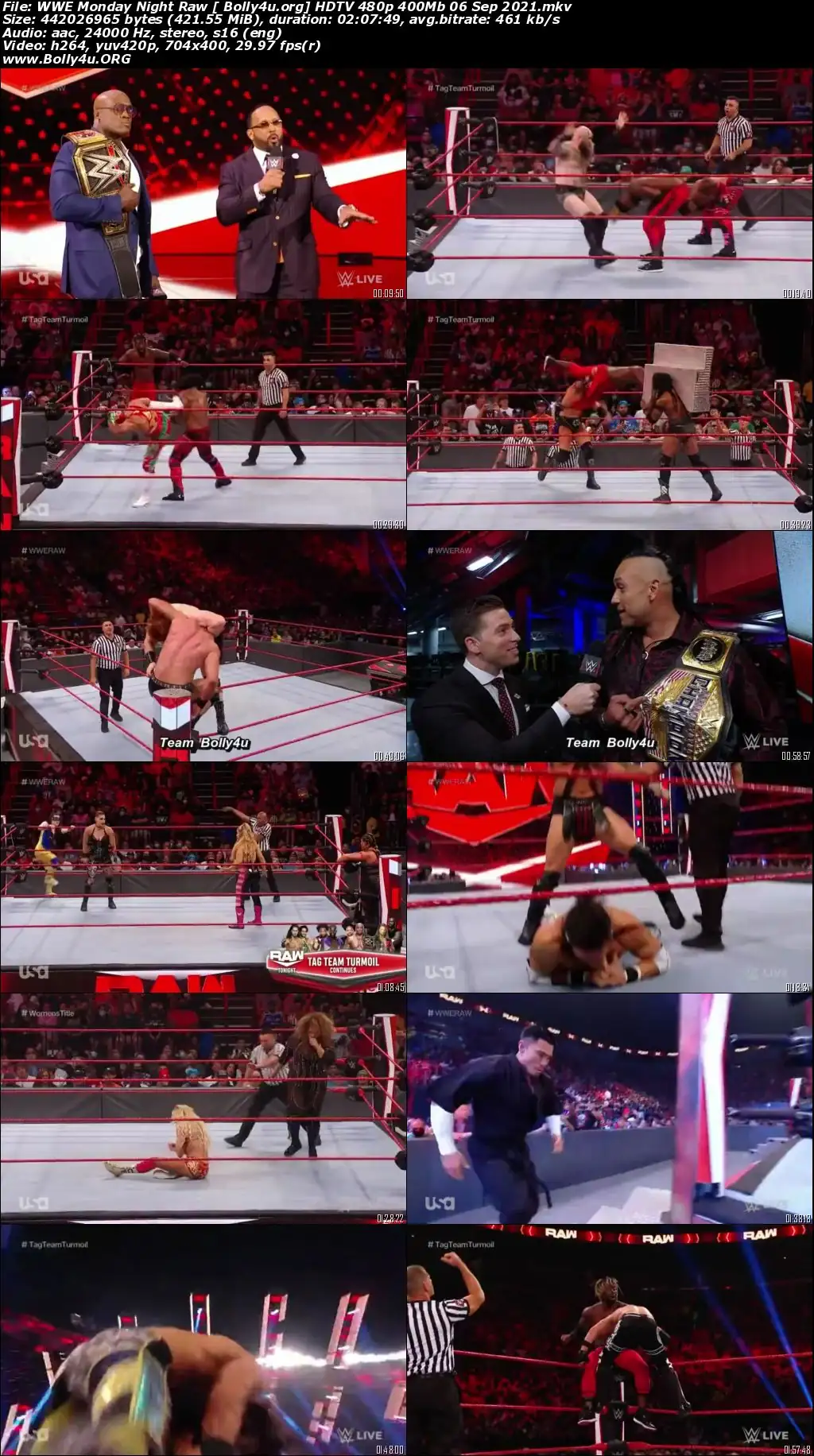 WWE Monday Night Raw HDTV 480p 400Mb 06 Sep 2021 Download