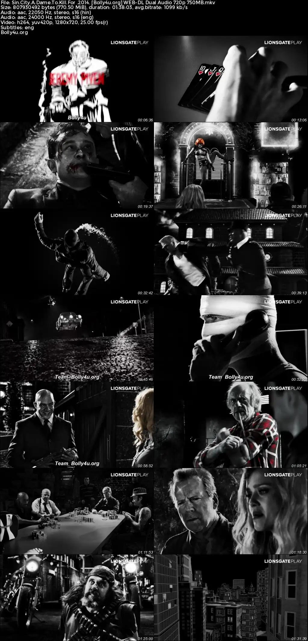 Sin City A Dame To Kill For​ 2014 WEB-DL Hindi Dual Audio Full Movie Download 1080p  720p  480p