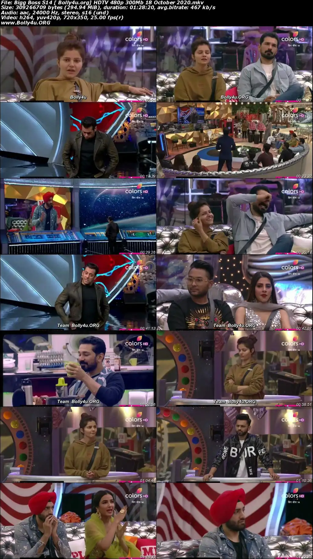 Bigg Boss S14 HDTV 480p 300Mb 18 October 2020 Download