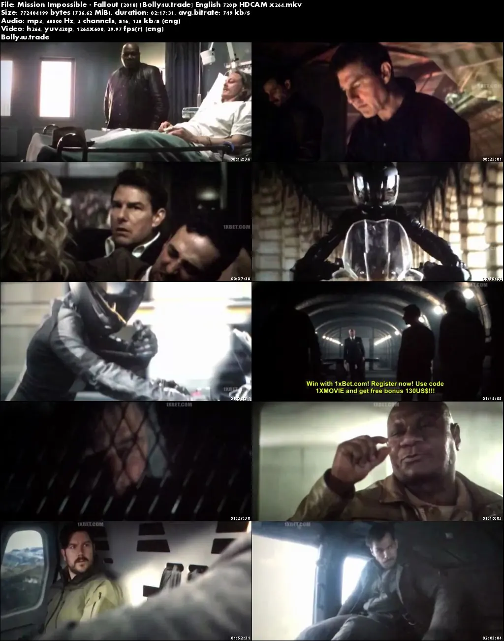 Mission Impossible Fallout 2018 HDCAM 700MB English 720p x264 Download