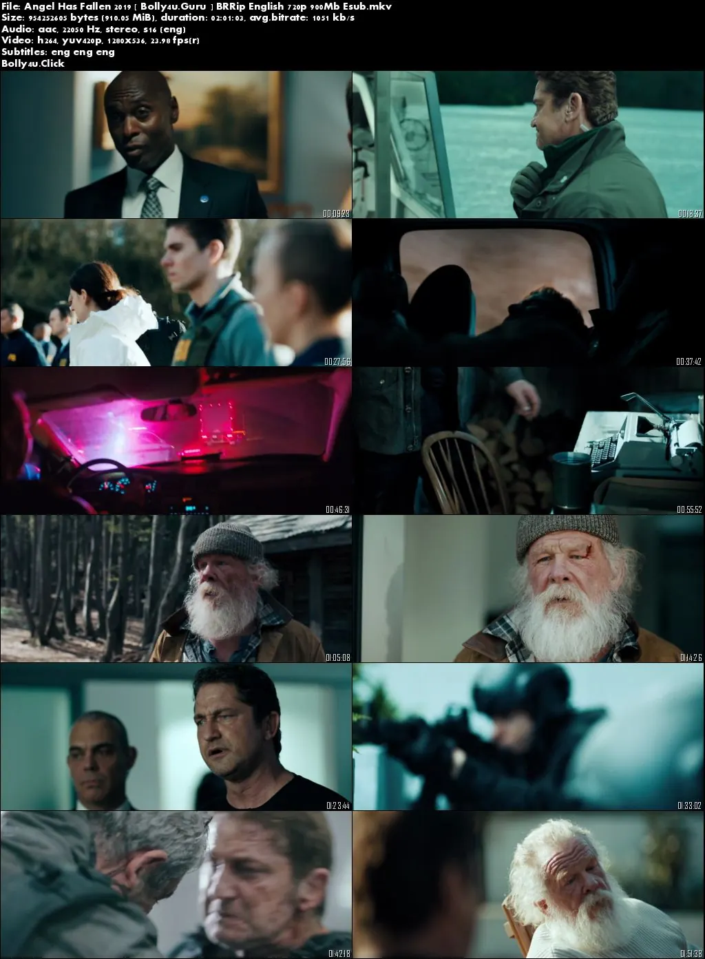 Angel Has Fallen 2019 BRRip English 720p 900Mb Esub Download