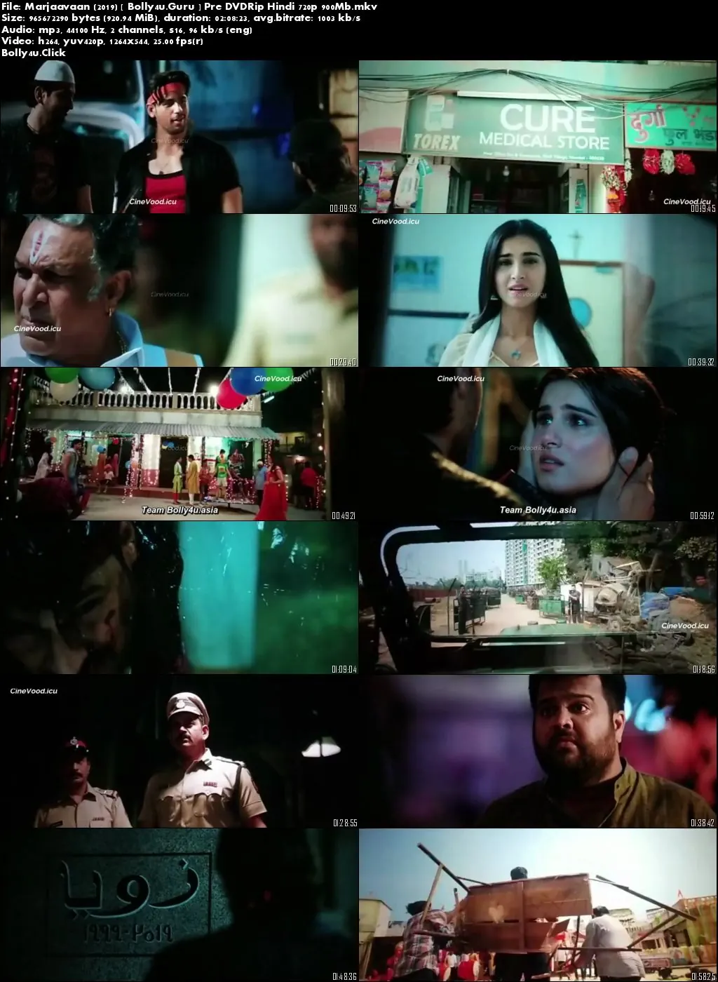Marjaavaan 2019 Pre DVDRip 300MB Full Hindi Movie Download 480p