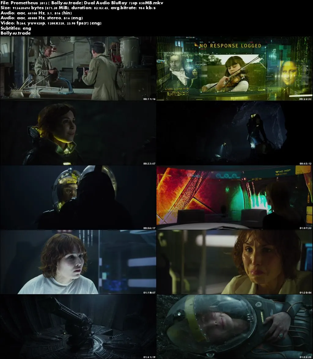 Prometheus 2012 BluRay 850Mb Hindi Dual Audio 720p Download