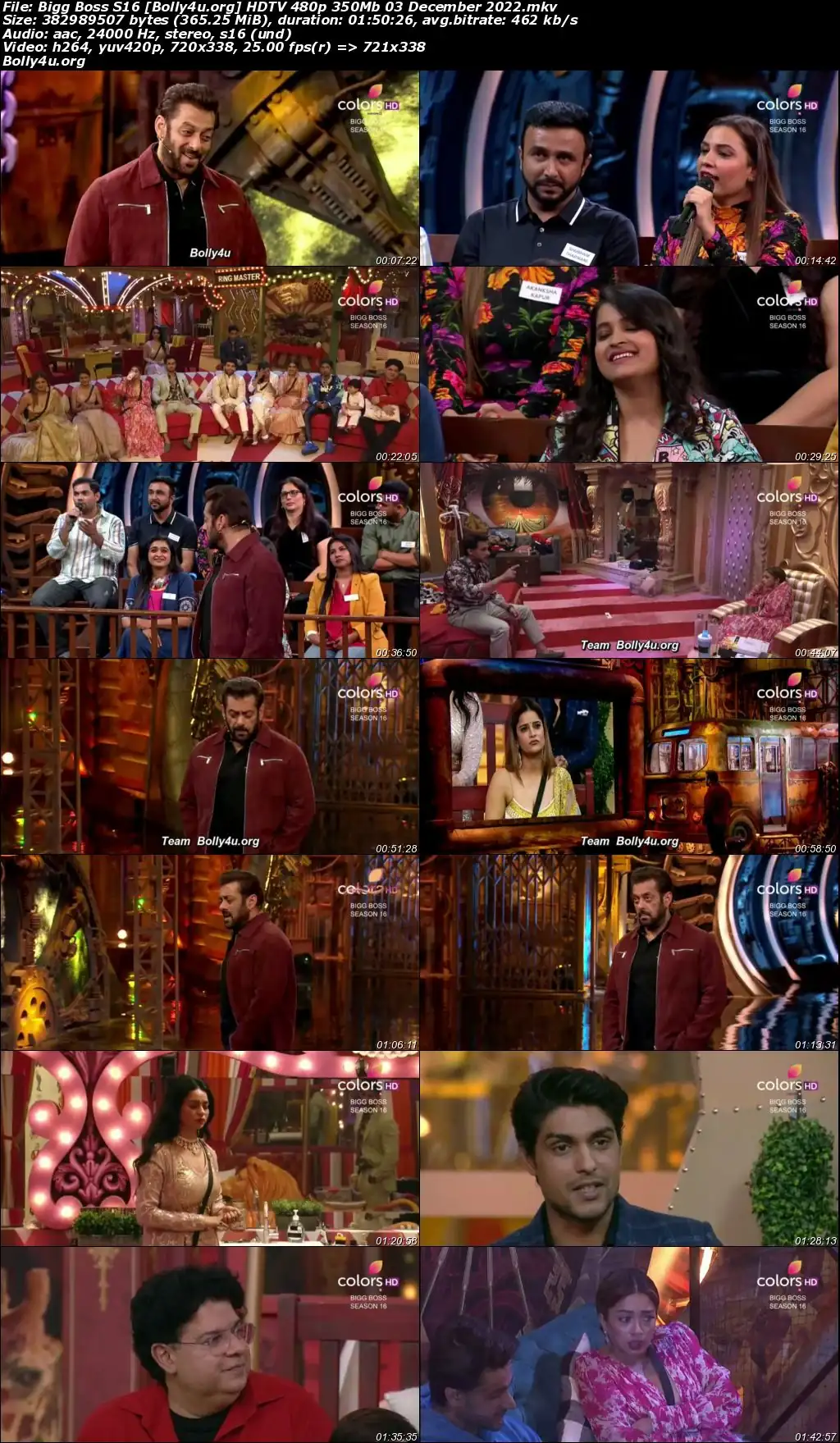 Bigg Boss S16 HDTV 480p 350Mb 03 December 2022 Download