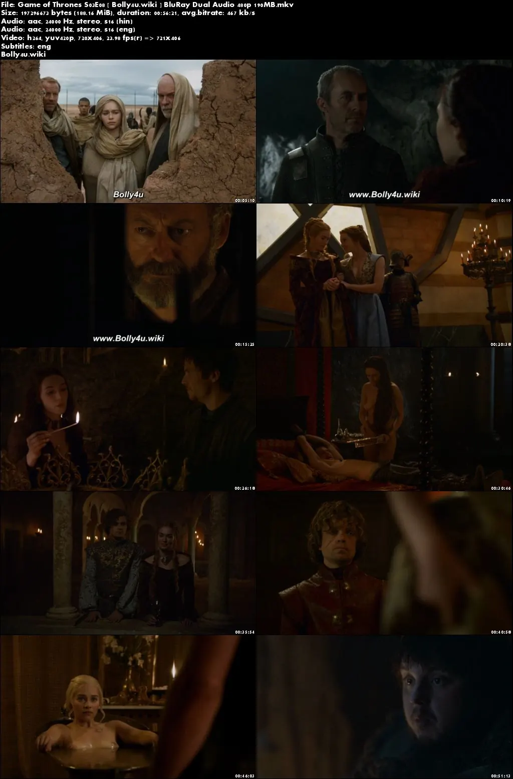 Game of Thrones S03E08 BluRay 200Mb Hindi Dual Audio 480p Download