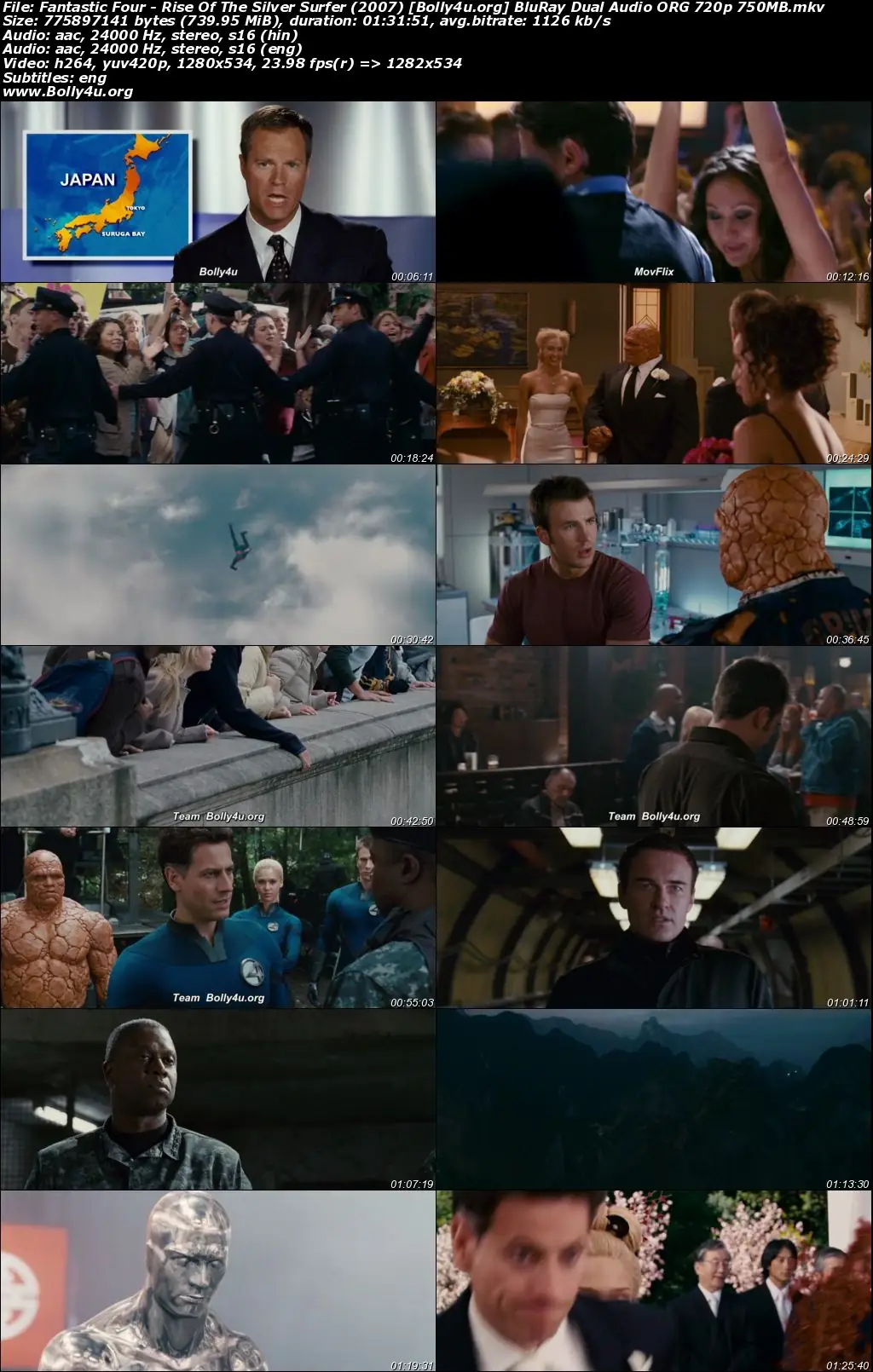 Fantastic Four Rise Of The Silver Surfer 2007 BluRay Hindi Dual Audio ORG Full Movie Download 1080p  720p  480p
