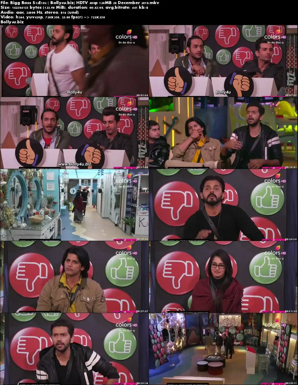 Bigg Boss S12E103 HDTV 480p 130MB 28 December 2018 Download Bigg Boss S12E103 HDTV 480p 130MB 28 December 2018 Download