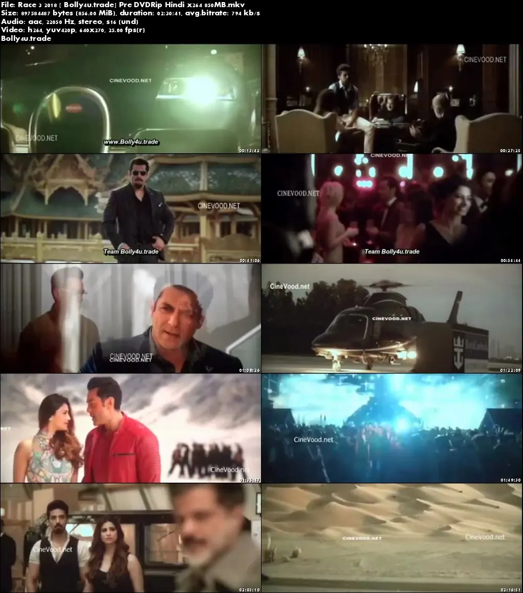 Race 3 2018 Pre DVDRip 400MB Full Hindi Movie Download 480p Race 3 2018 Pre DVDRip 400MB Full Hindi Movie Download 480p