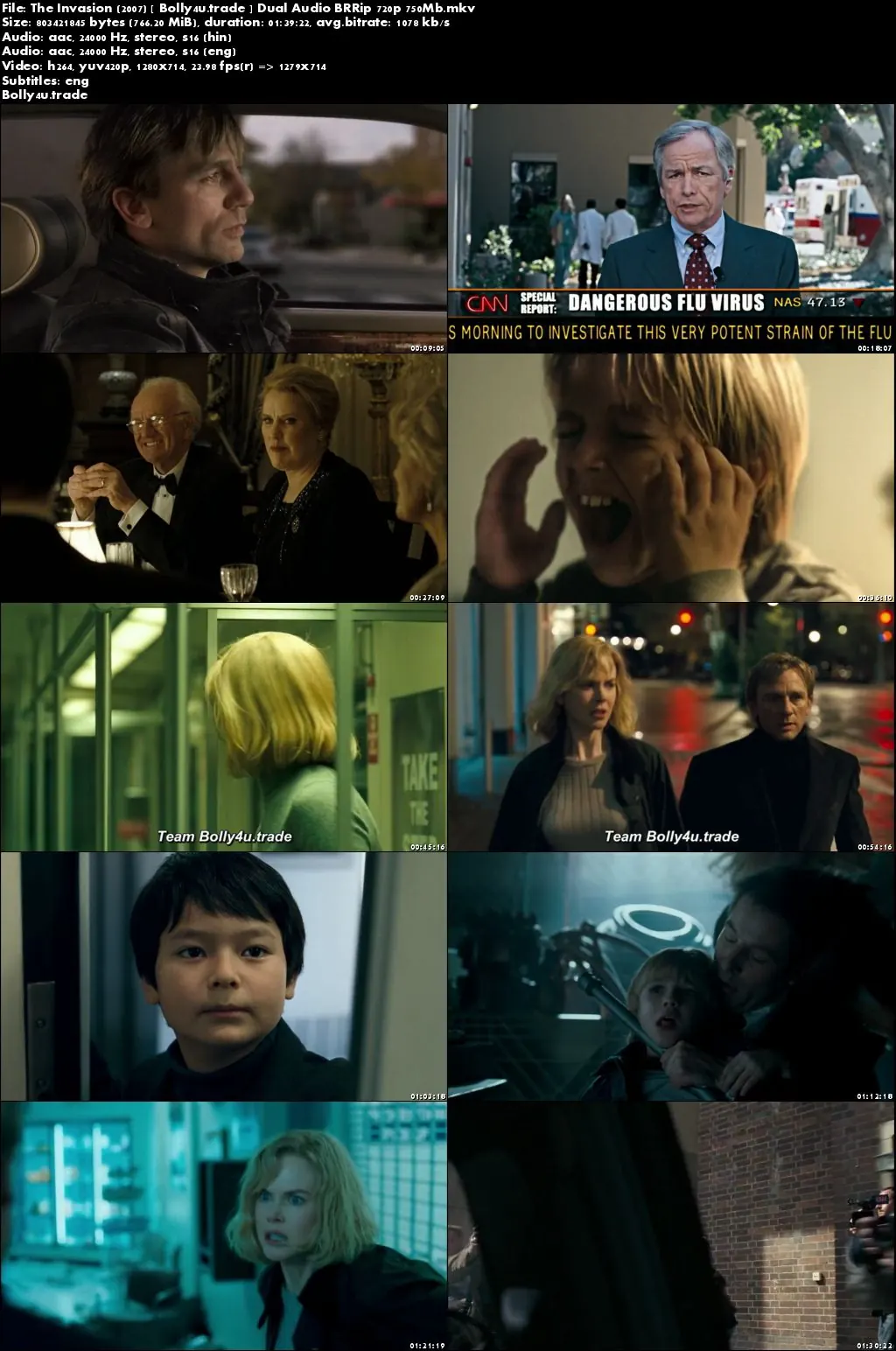The Invasion 2007 BluRay 750MB Hindi Dual Audio 720p Download