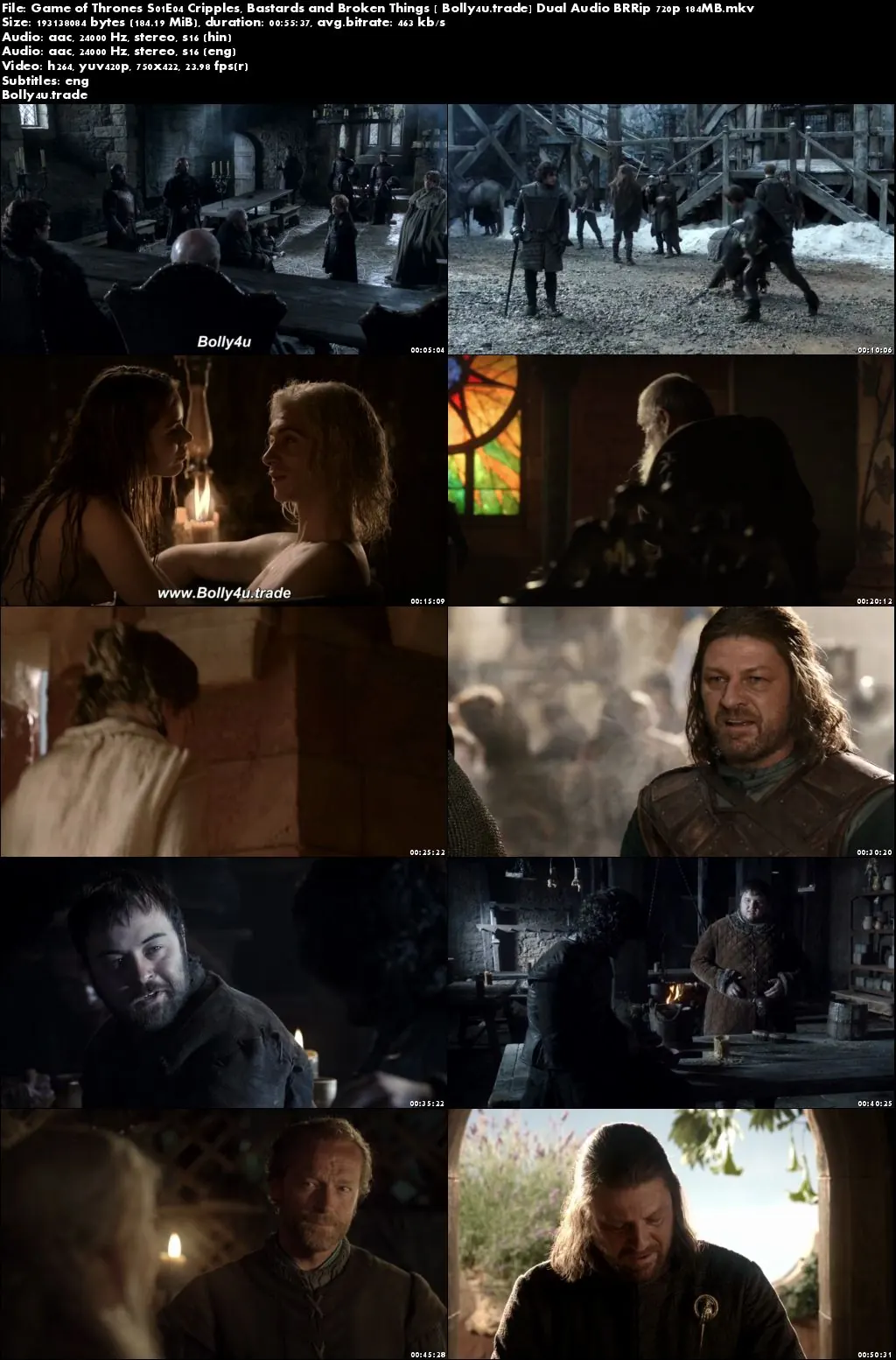 Game of Thrones S01E04 BluRay 180Mb Hindi Dual Audio 480p Download