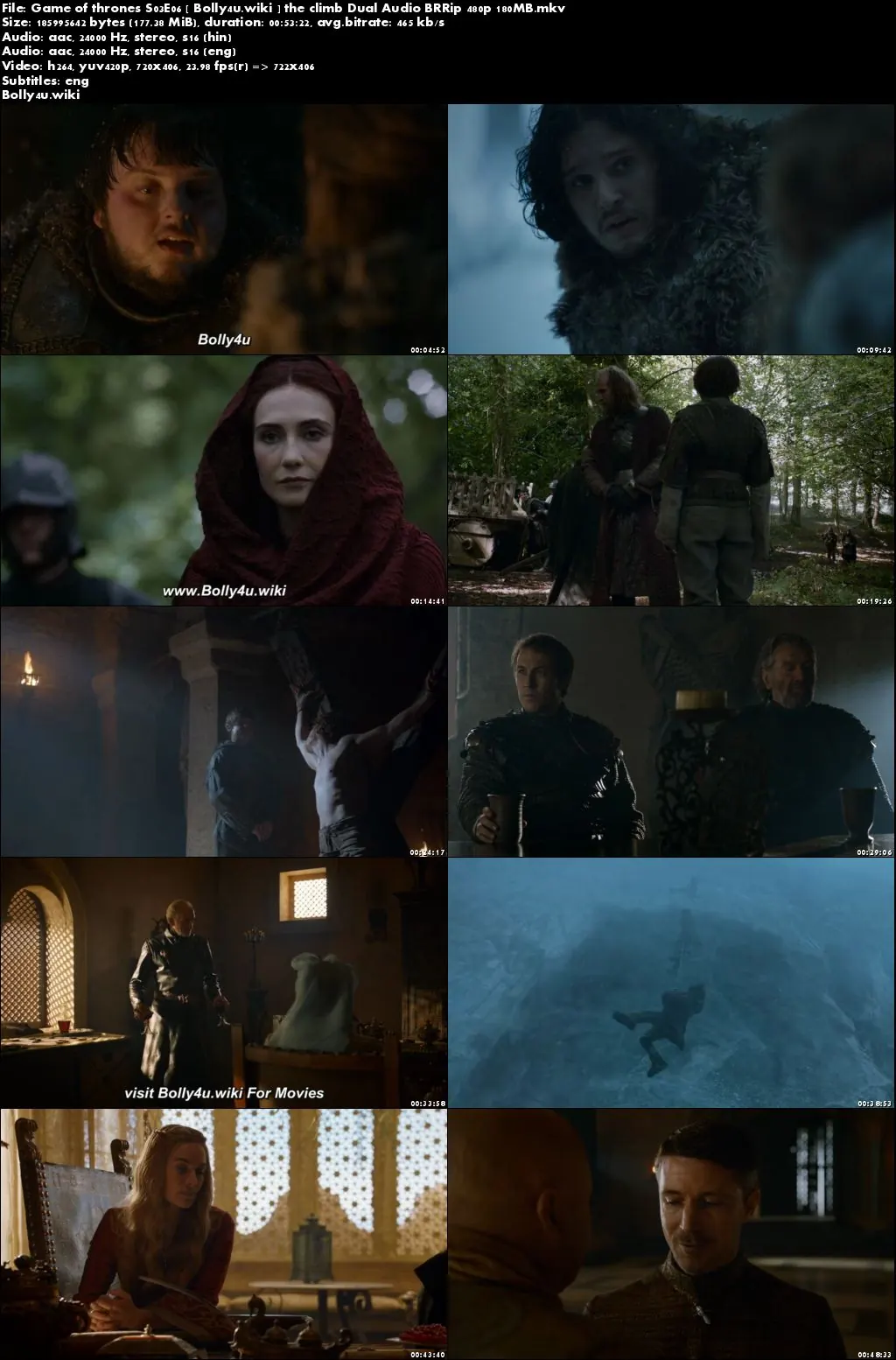 Game of Thrones S03E06 BRRip 180MB Hindi Dual Audio 480p Download