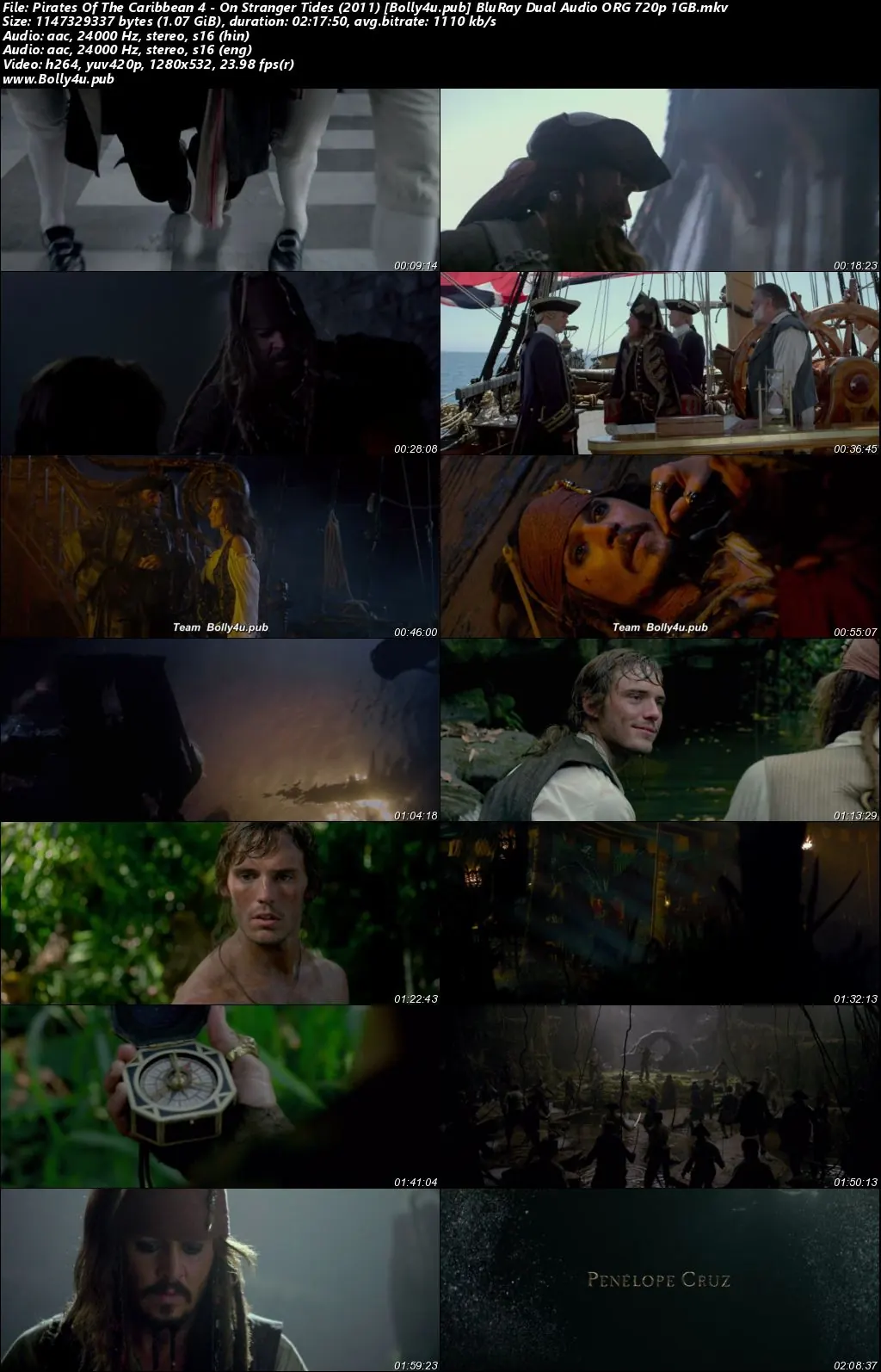 Pirates of the Caribbean On Stranger Tides 2011 BluRay Hindi Dual Audio ORG Full Movie Download 1080p  720p  480p