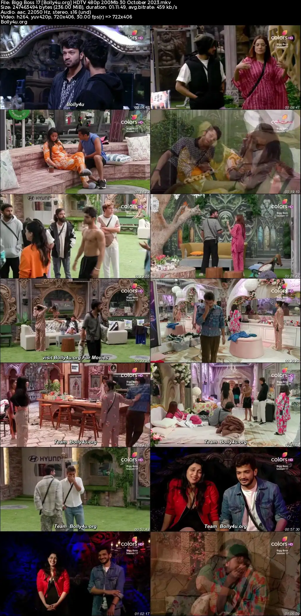  Bigg Boss 17 HDTV 480p 250Mb 30 October 2023 Download