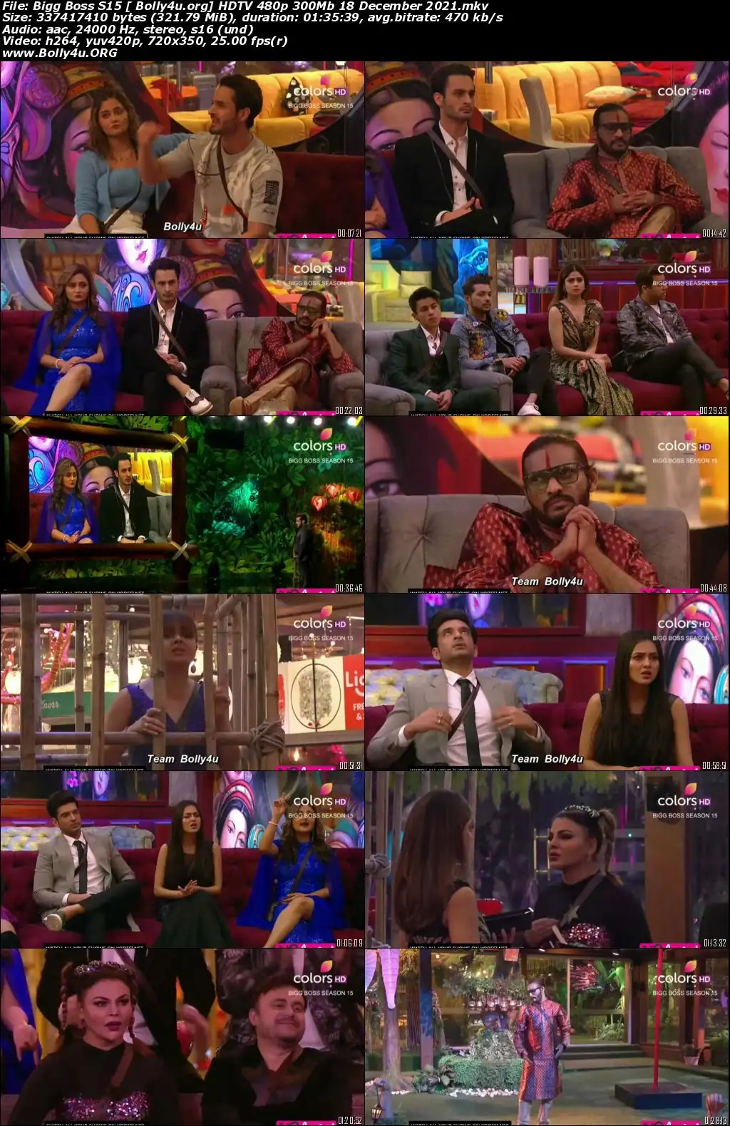 Bigg Boss S15 HDTV 480p 300Mb 18 December 2021 Download