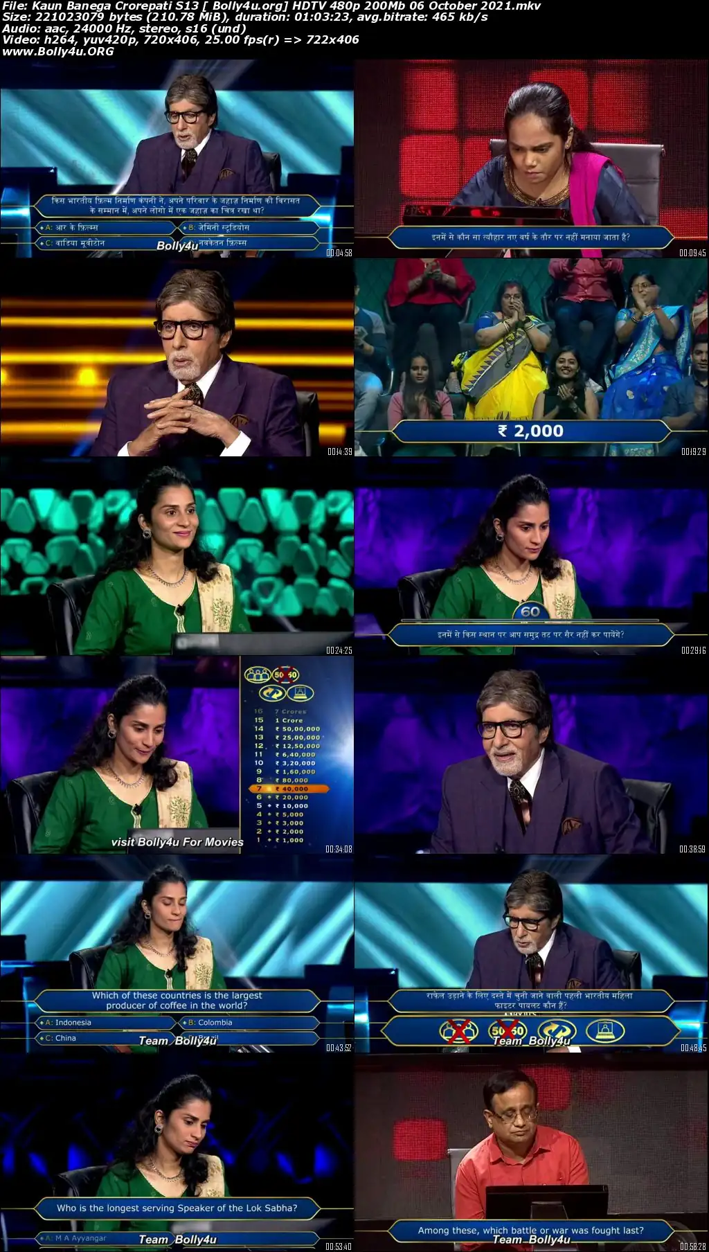 Kaun Banega Crorepati S13 HDTV 480p 200Mb 06 October 2021 Download