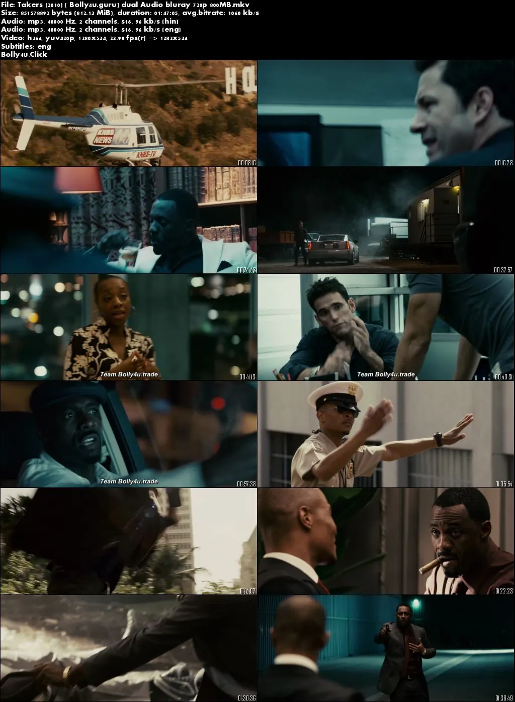 Takers 2010 BluRay 300MB Hindi Dual Audio ORG 480p Download