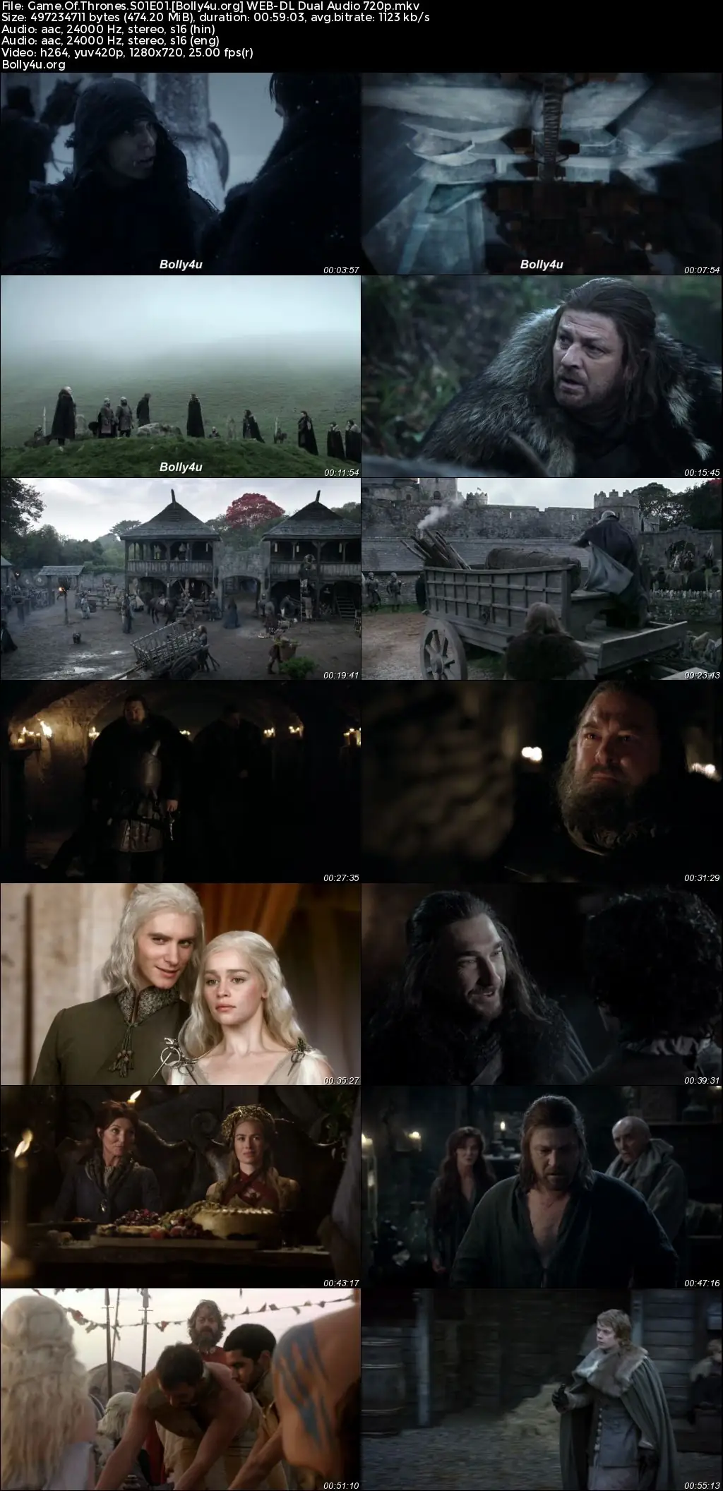 Game Of Thrones 2011 WEB-DL Hindi Dual Audio ORG S01 Complete Download 720p  480p