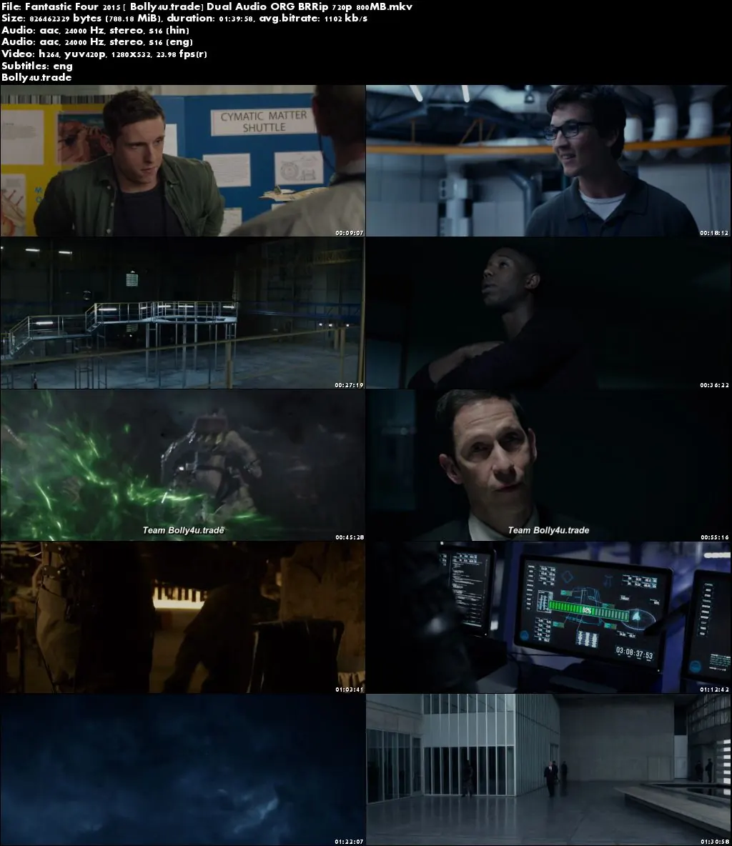 Fantastic Four 2015 BluRay 800MB Hindi Dual Audio ORG 720p ESub Download