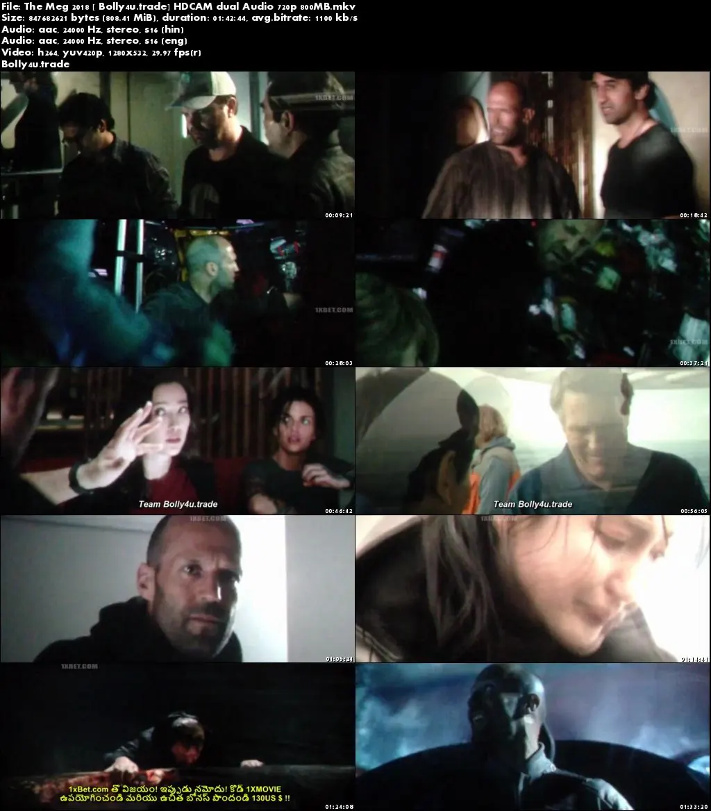 The Meg 2018 HDCAM 800Mb Full Hindi Dual Audio Movie Download 720p