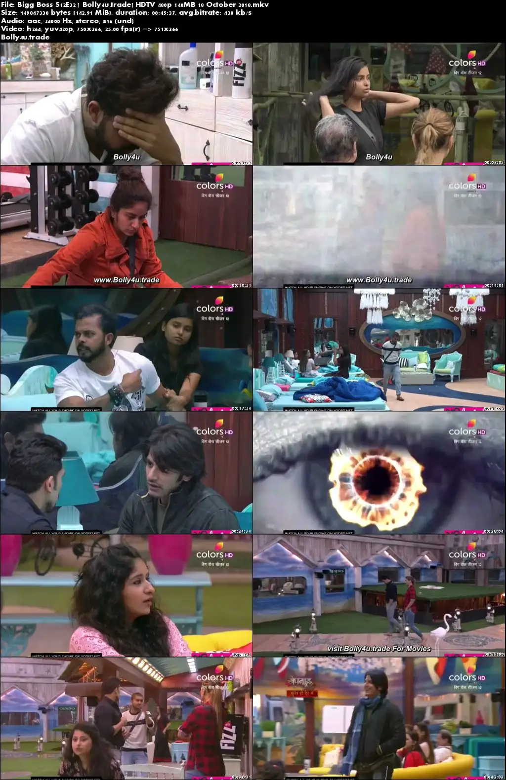 Bigg Boss S12E32 HDTV 480p 140MB 18 October 2018 Download